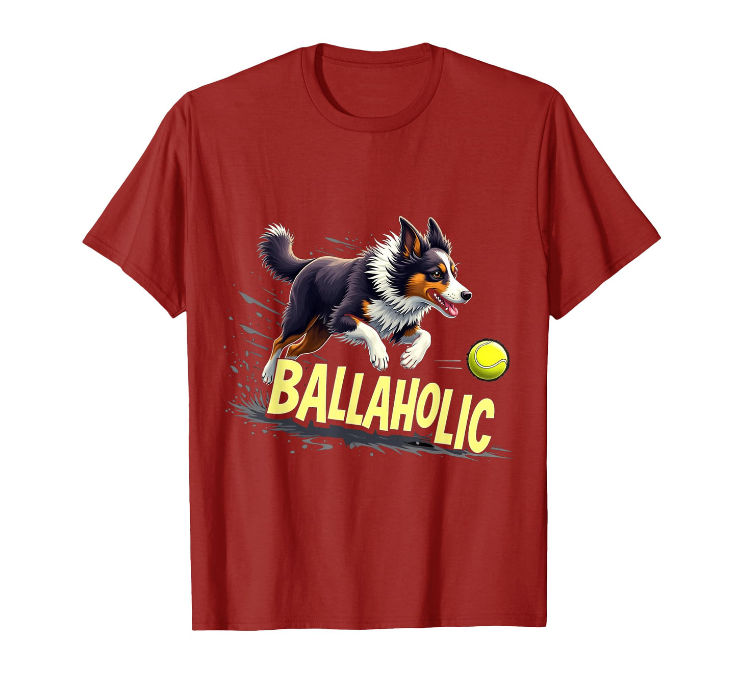 Funny Ballaholic Border Collie Dog Chasing Ball T-Shirt