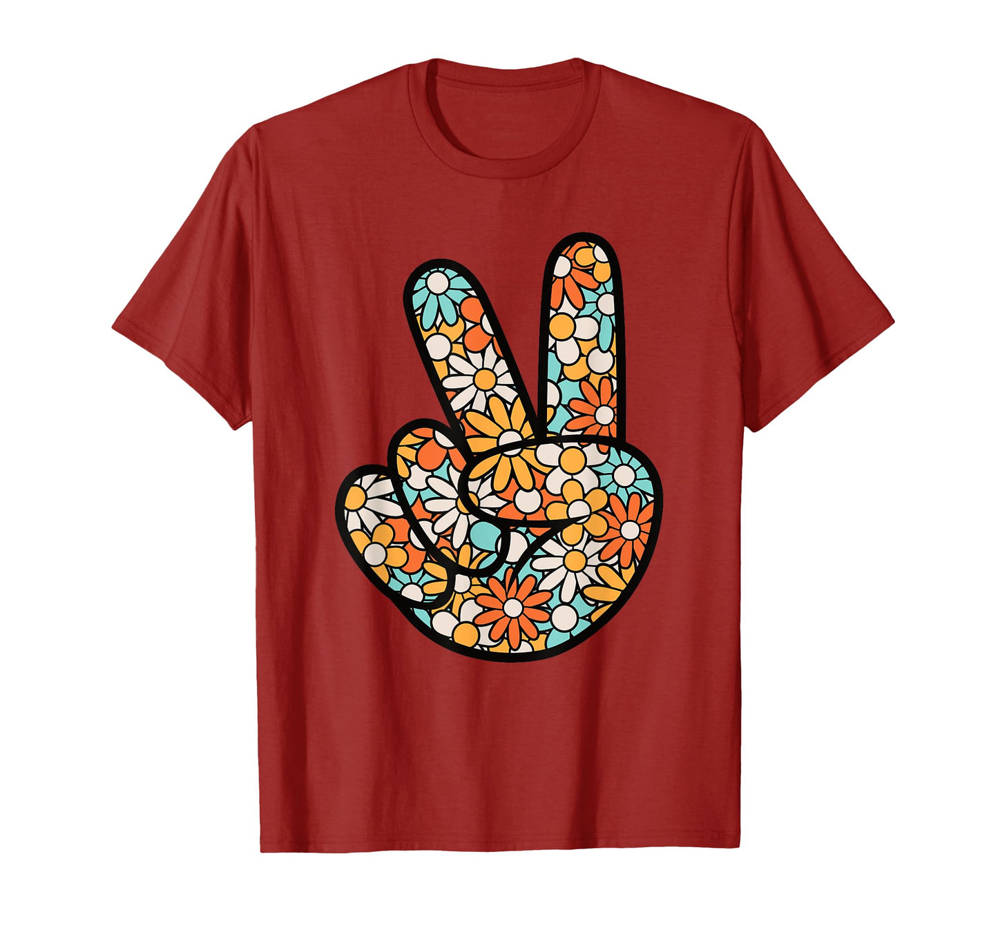 Peace Hand Sign Hippie Flower Groovy 60s 70s Party Outfit T-Shirt