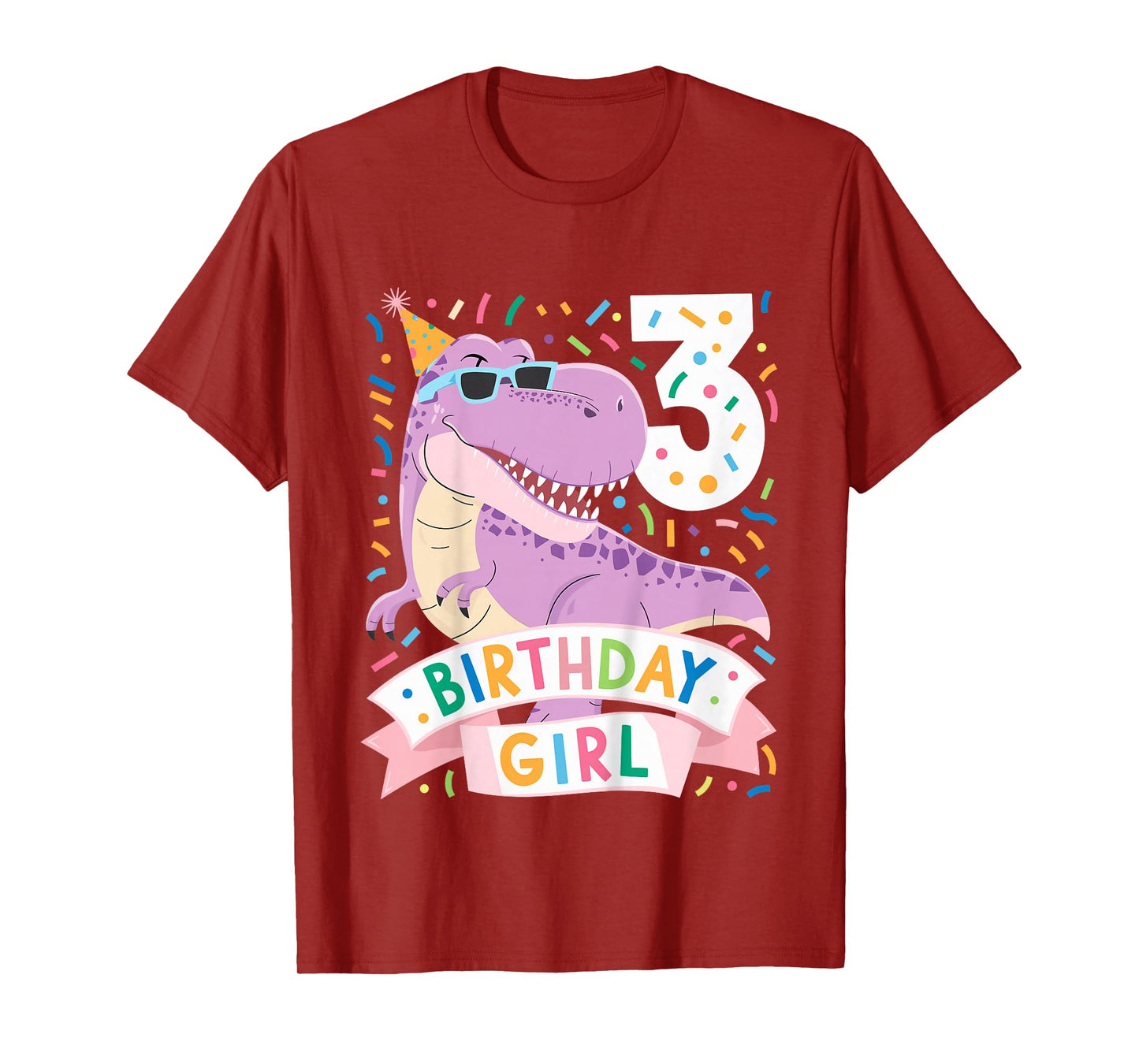 Kids 3 Year Old T Rex Dinosaur 3nd Birthday Girl T-Shirt