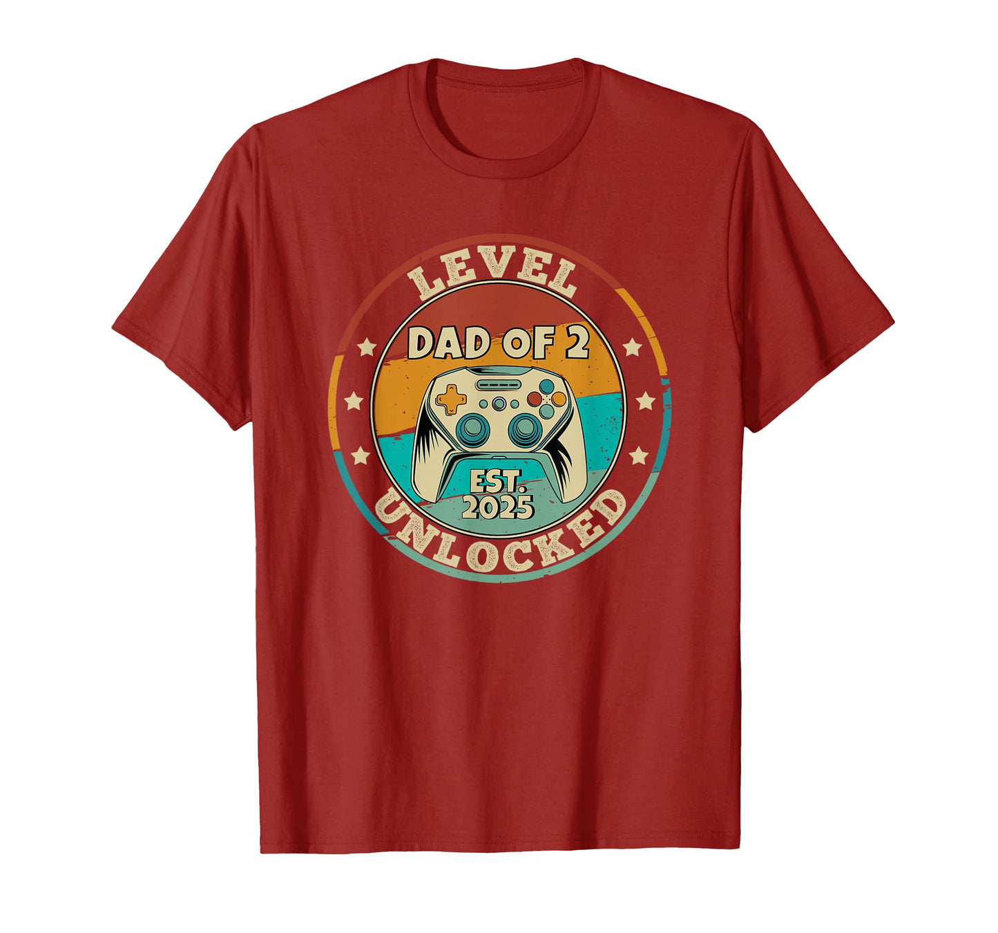 Dad of 2 Level Unlocked 2025 Promoted To Daddy Again T-Shirt
