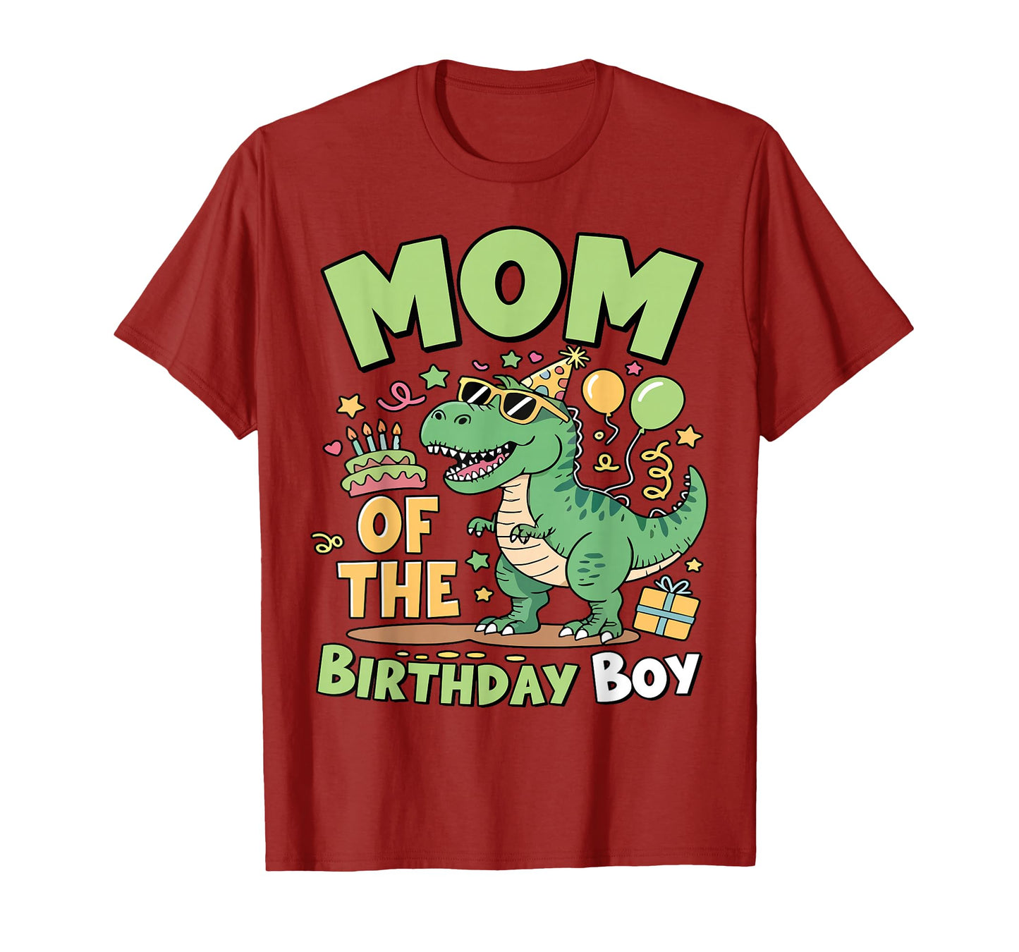 Mom of The Birthday Boy T Rex Dinosaur Family Party Womens T-Shirt
