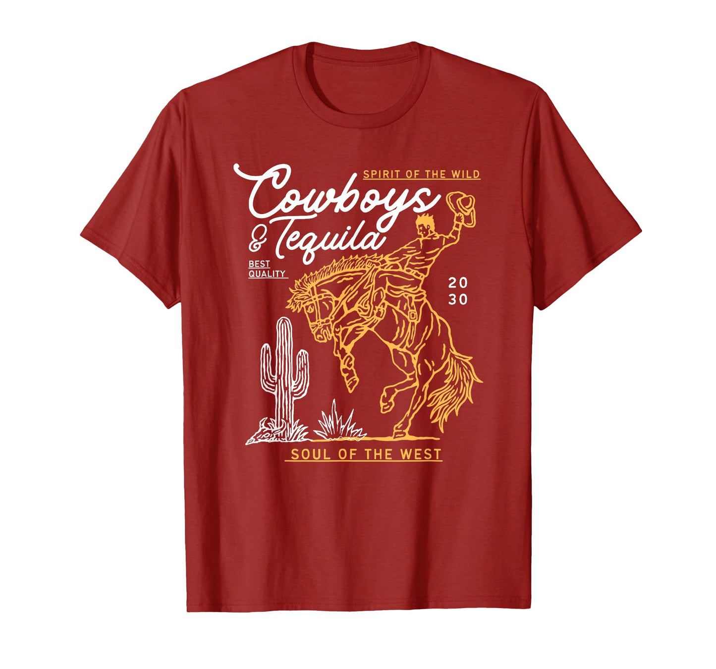Cowboys And Tequila Country Rodeo Vintage Horse Riding Texas T-Shirt
