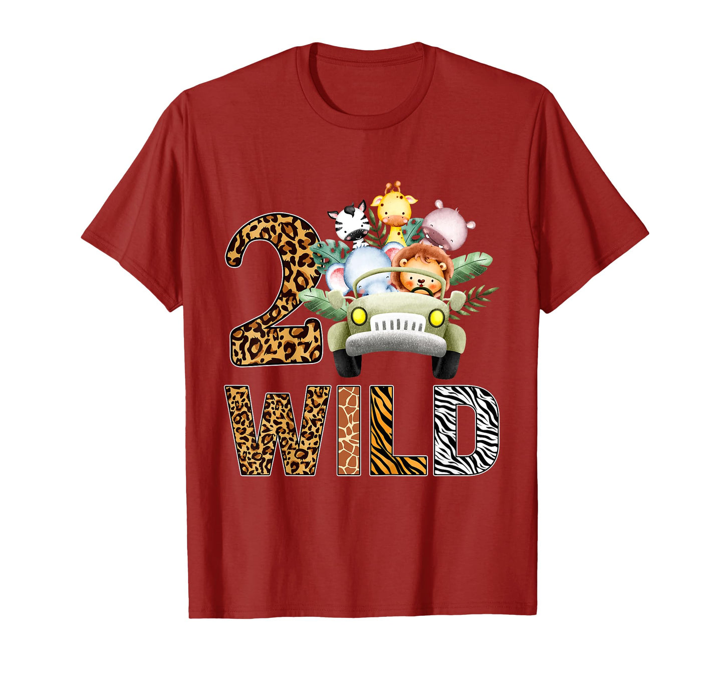 Wild Two 2 Year Old Boy Girl 2nd Birthday Zoo Jungle Animal T-Shirt