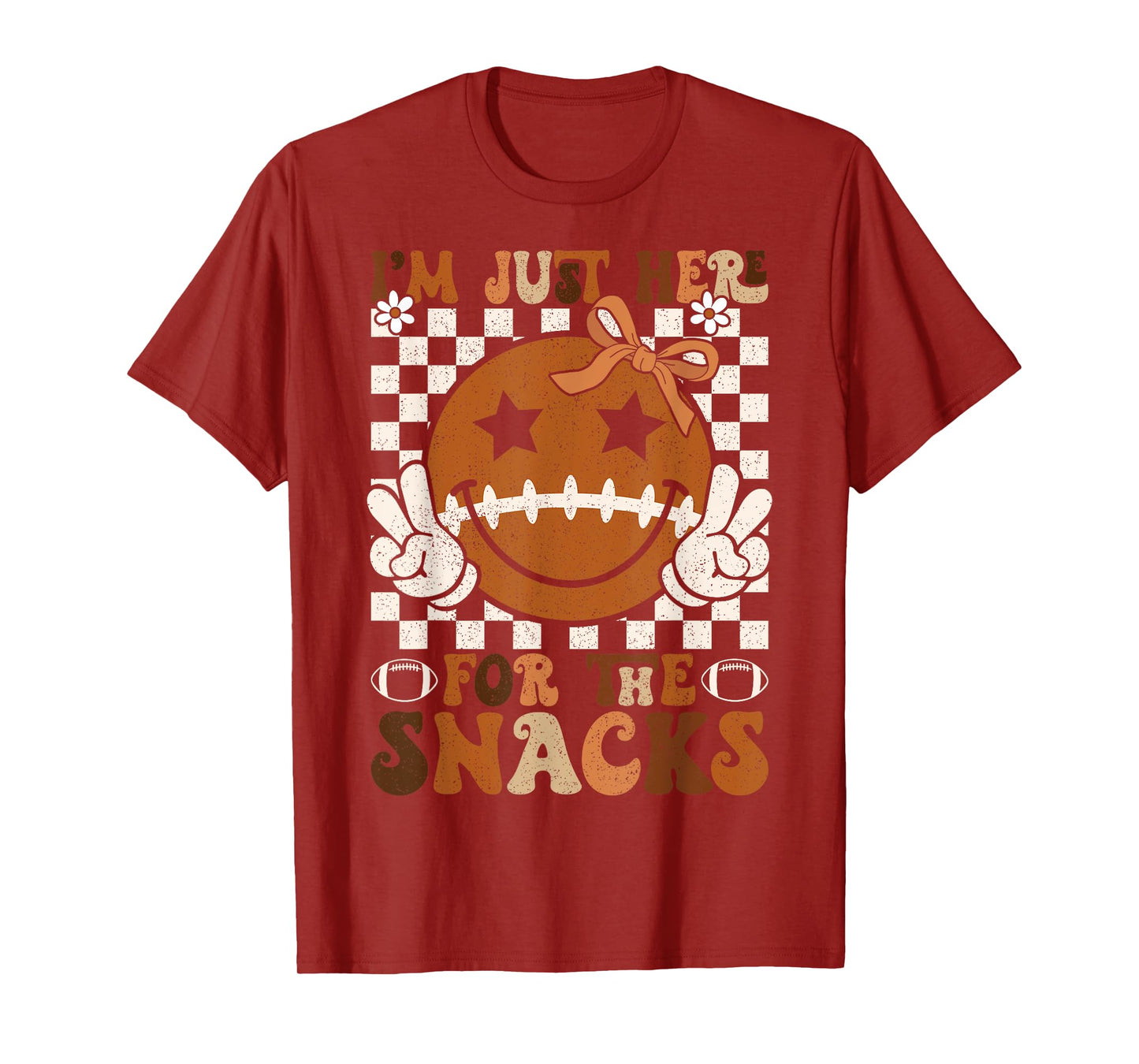 I'm Just Here for The Snacks Football Retro Game Day Girls T-Shirt