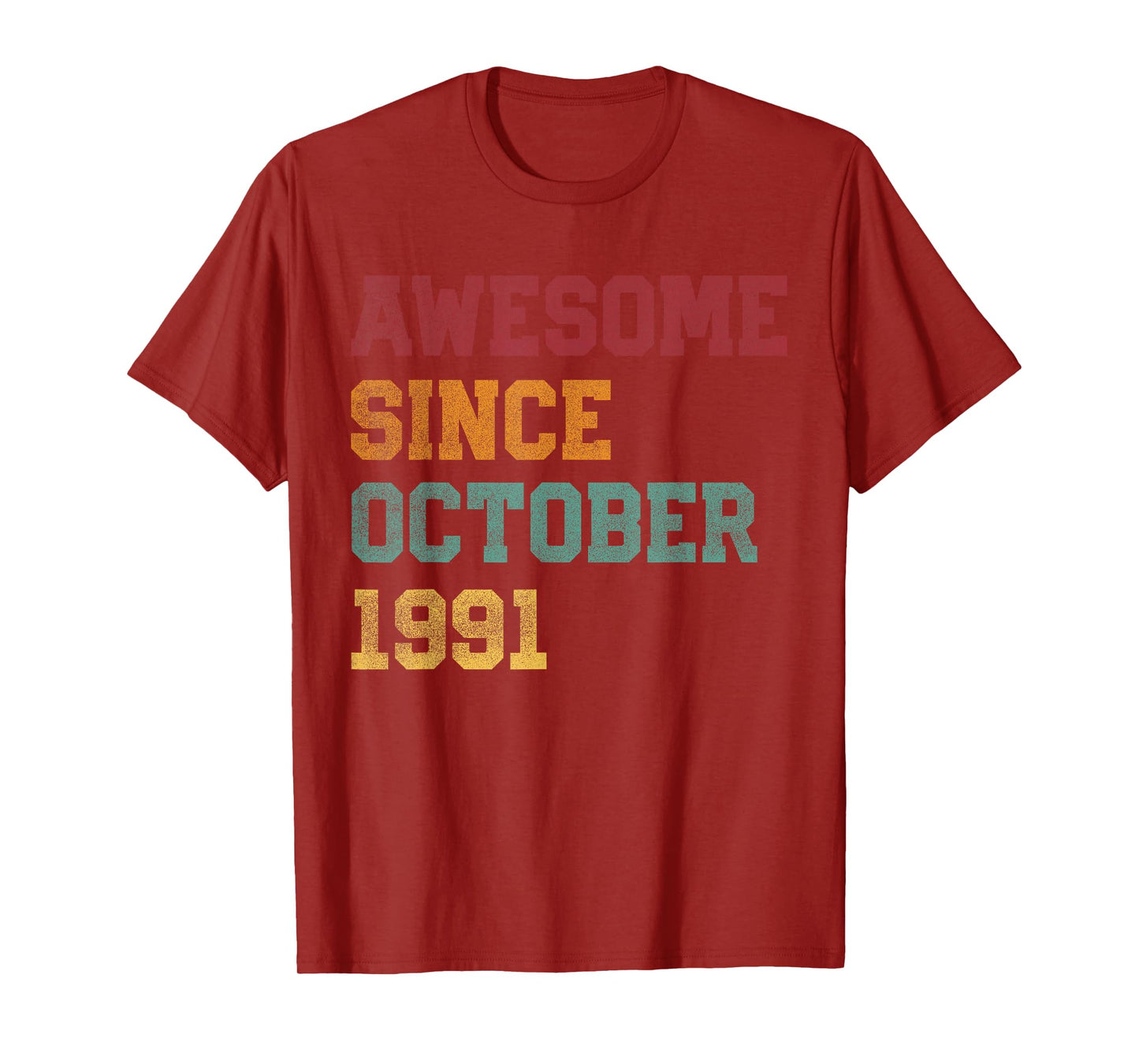 Awesome Since October 1991 34th Birthday 34 Years Old T-Shirt