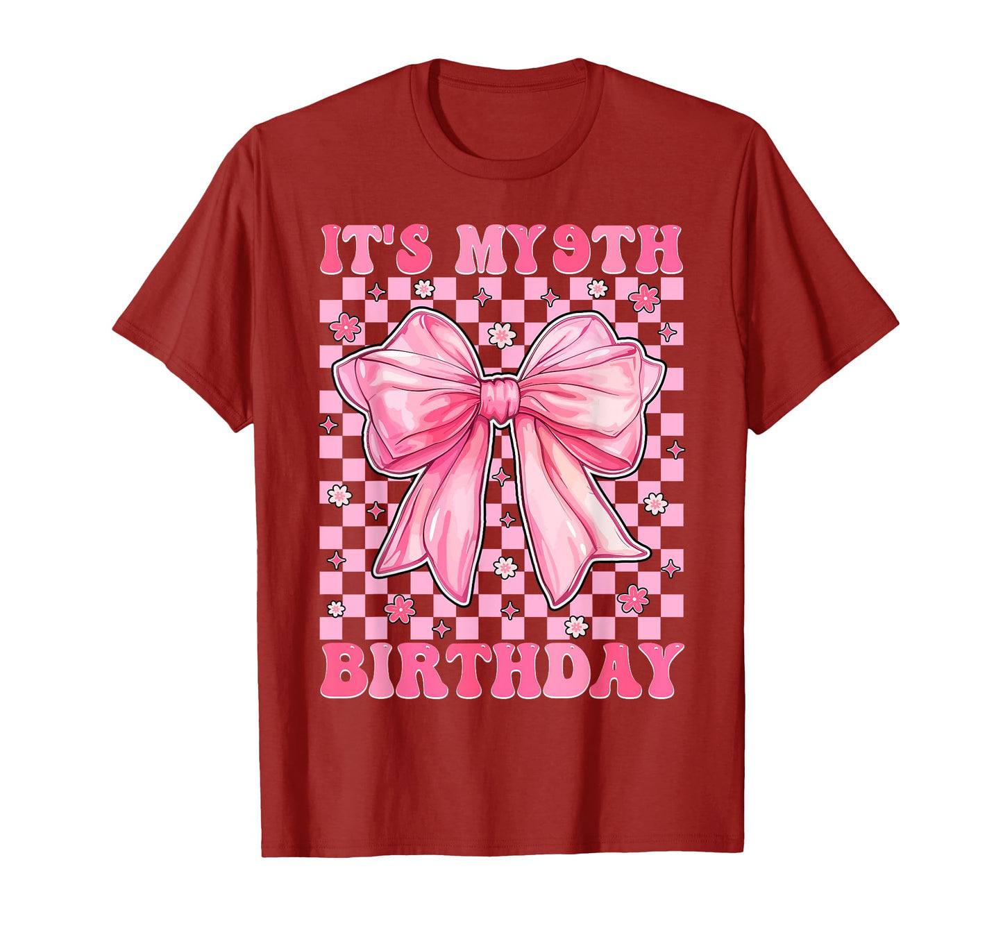 Birthday Girls Pink Coquette Bow It's My 9Th Birthday Girl T-Shirt