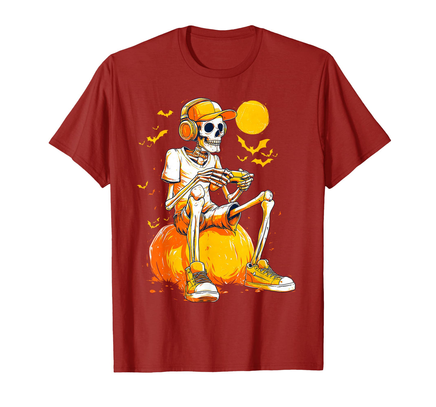 Skeleton Gamer Funny Video Gaming Halloween Boys Men T-Shirt