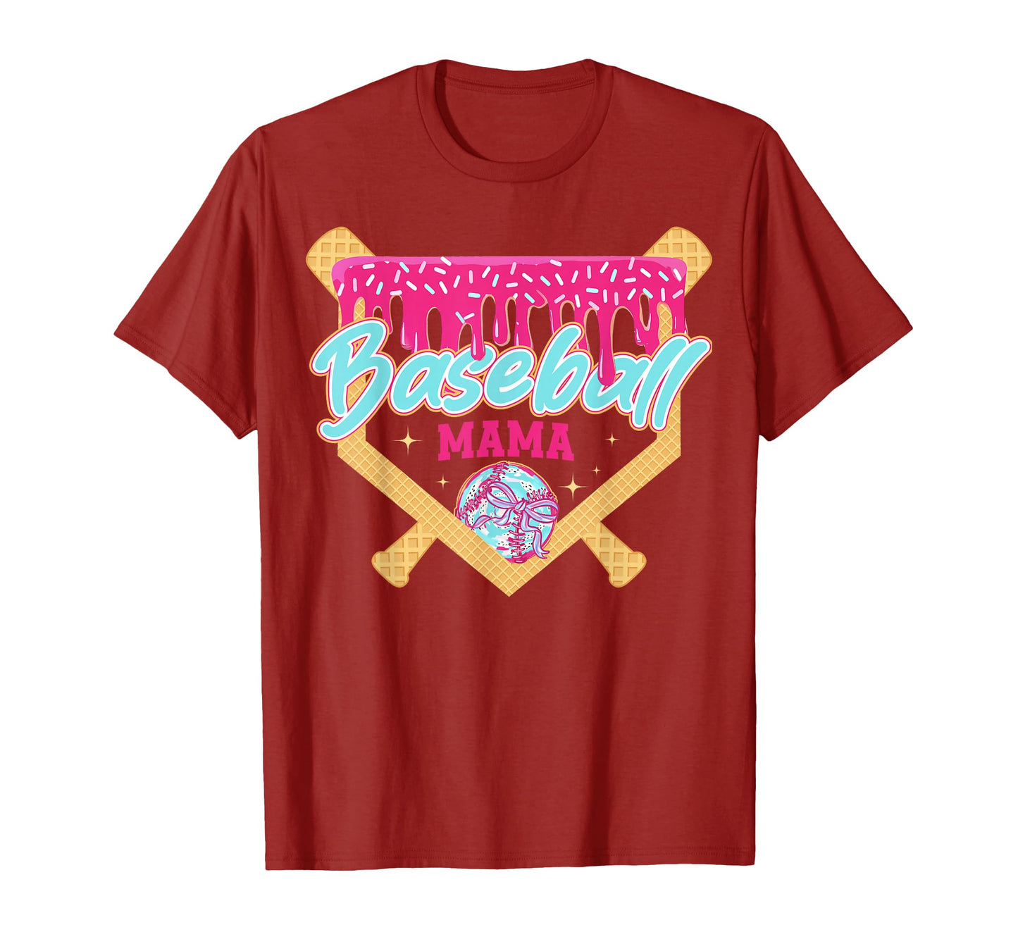 Baseball Mom Drip Ice Cream Baseball Mama Mother's Day T-Shirt
