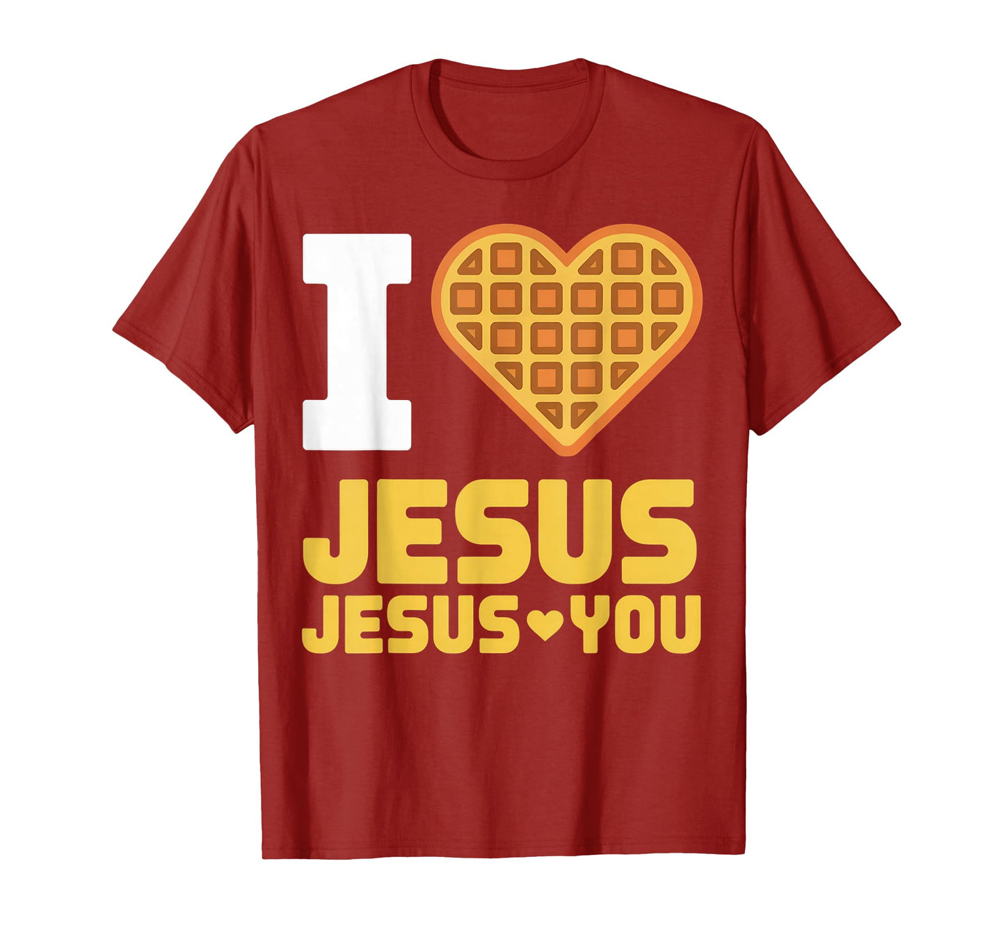 I Love Jesus Waffle Heart Funny Christian Breakfast T-Shirt