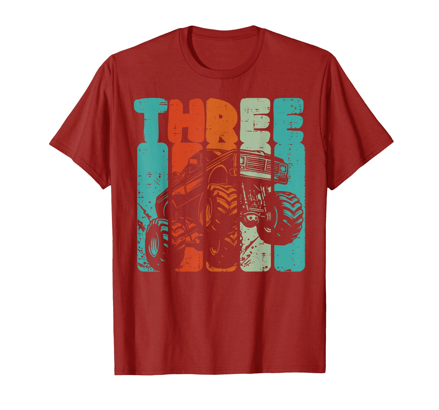 3rd Birthday Monster Truck Three Retro 3 Bday Boys Kid Youth T-Shirt