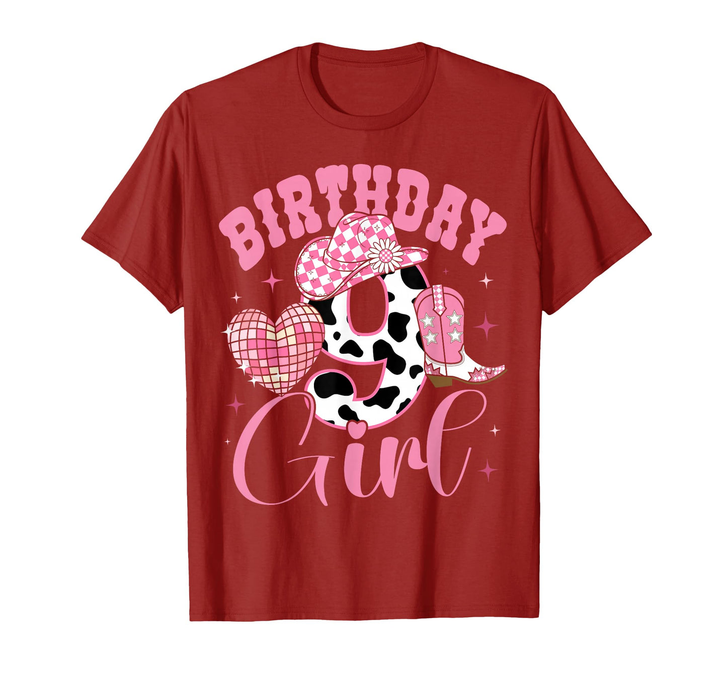 Happy 9th Birthday Girl Outfit Rodeo Western Cowgirl Cowboy T-Shirt