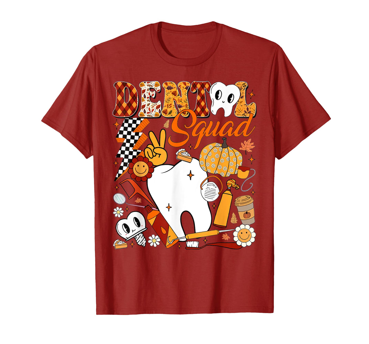 Dental Squad Fall Retro Tooth Dental Life Pumpkin Autumn T-Shirt