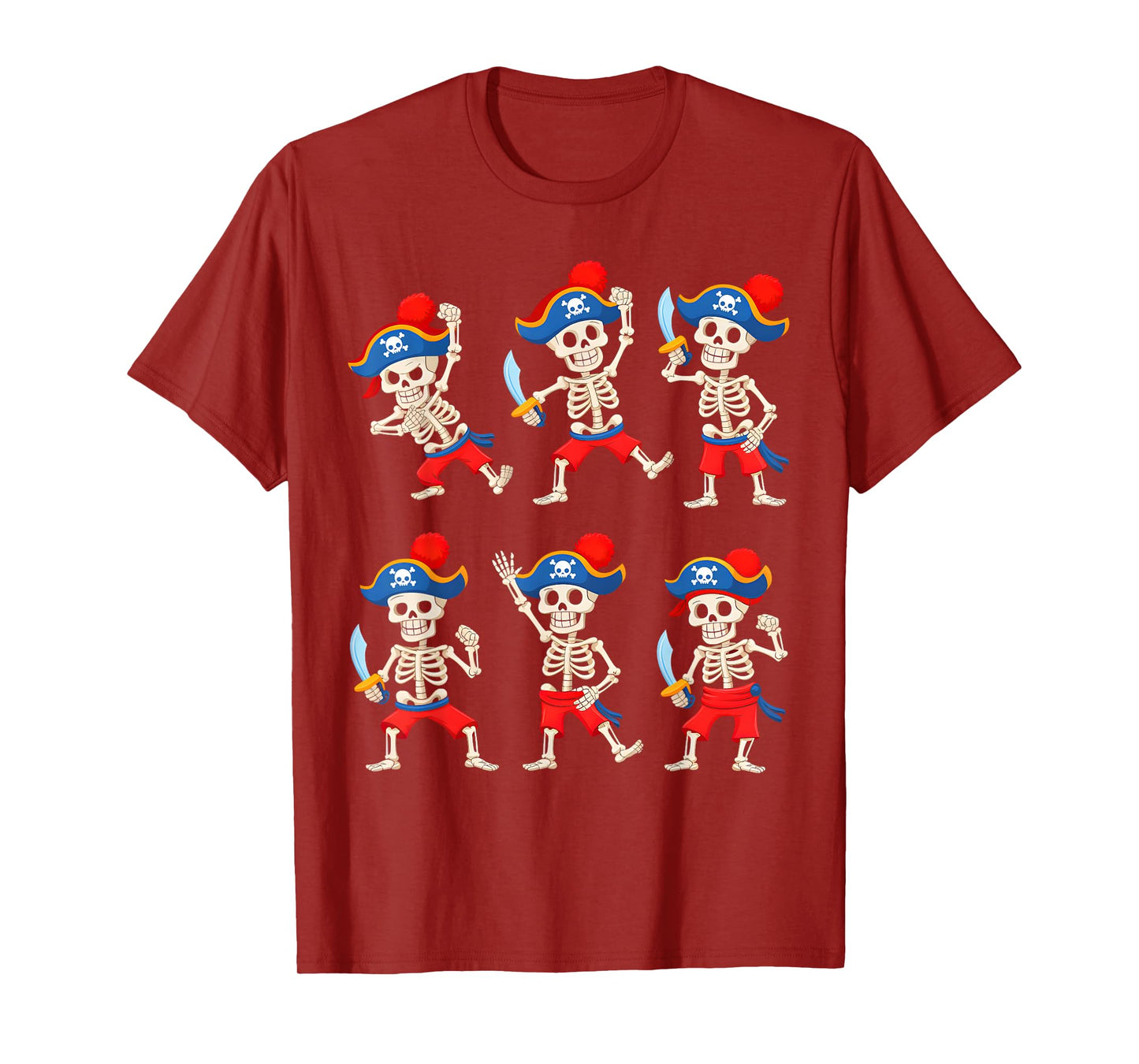 Dancing Skeleton Pirate Halloween Costume Boys Girls Kids T-Shirt