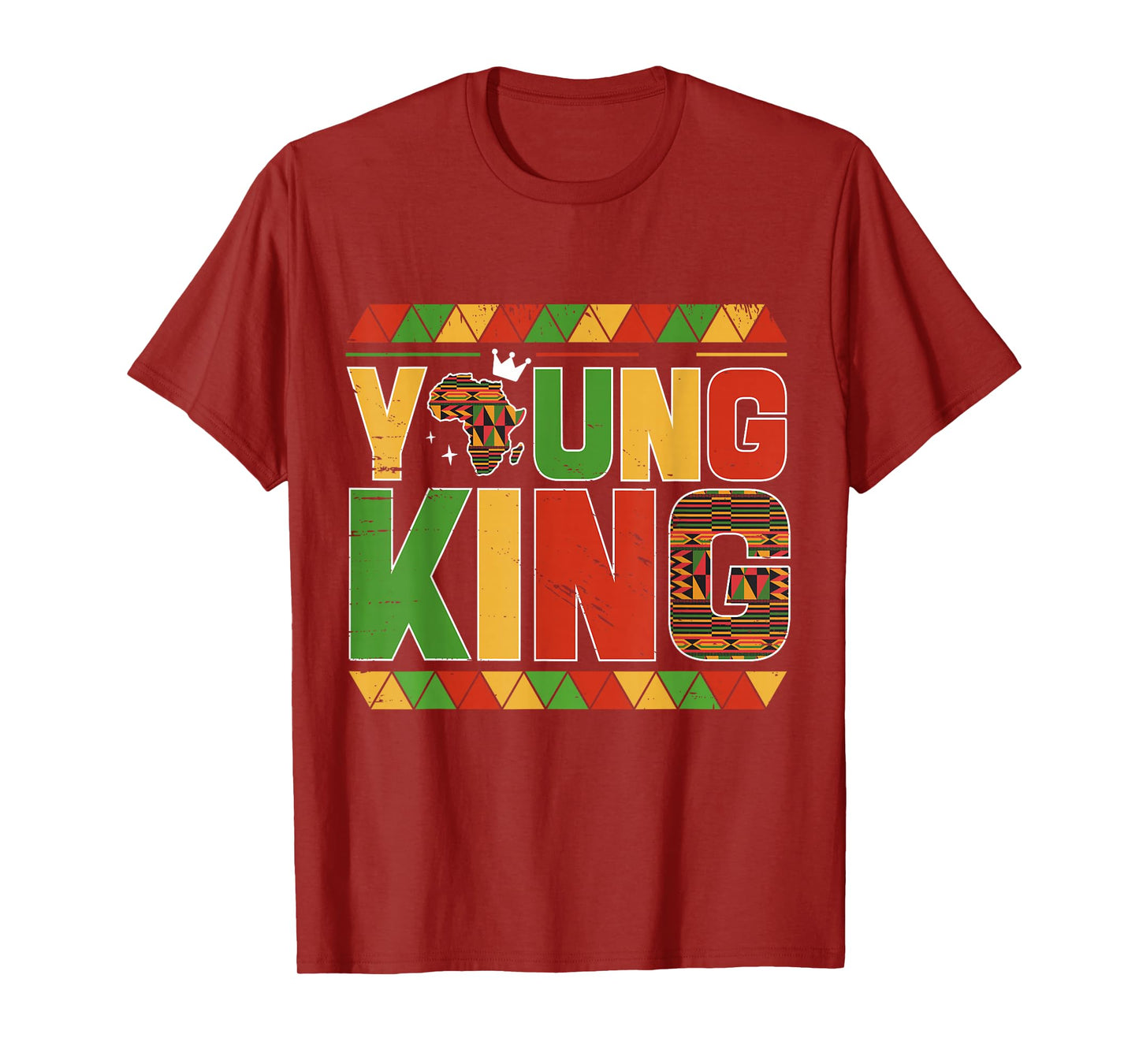 Young King Africa Map Kente Art African American Boys Kids T-Shirt