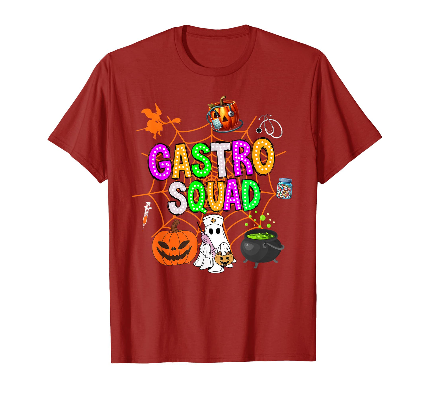Retro Gastro Squad Ghost Spooky Halloween Endoscopy Nurse GI T-Shirt