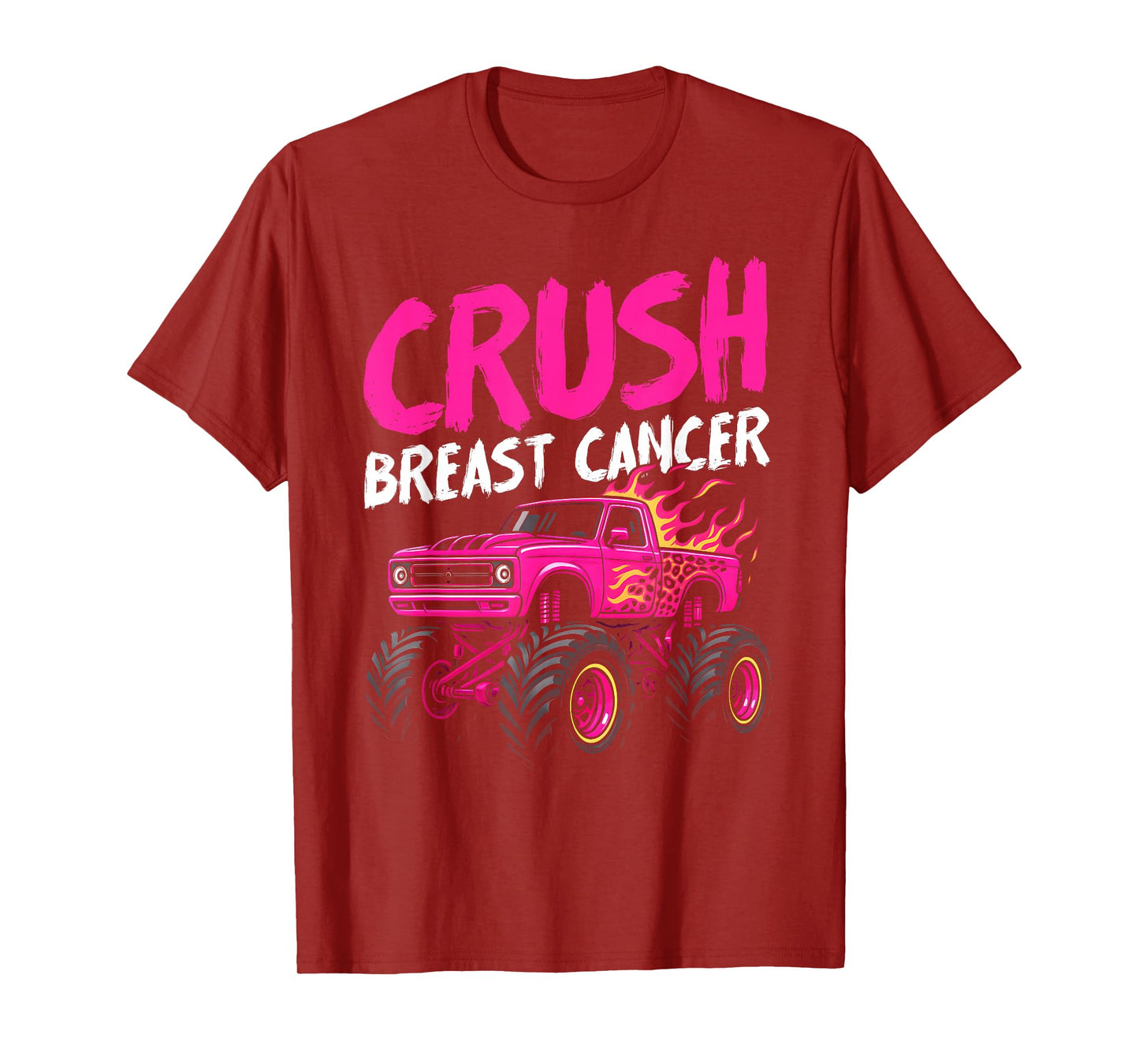 Crush Breast Cancer Awareness Monster Truck Toddler Boy Kids T-Shirt