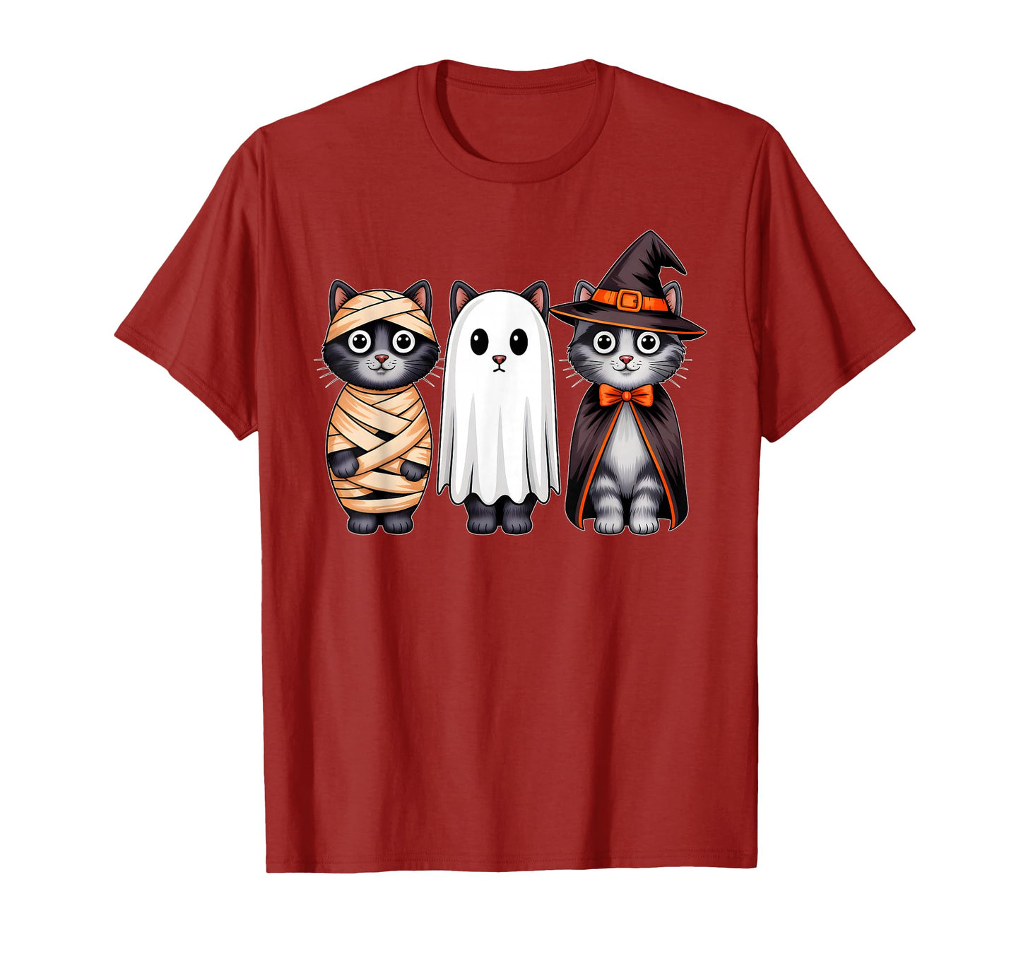 Black Cat Witch Ghost Pumpkin Halloween Costume Girls Women T-Shirt