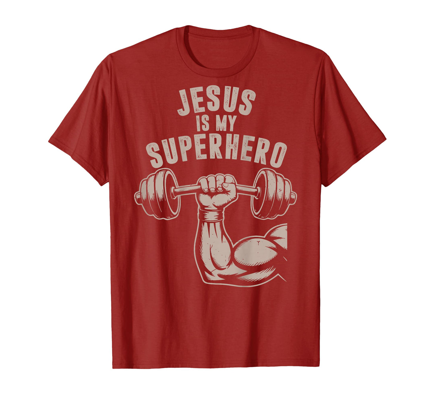 Jesus is My Superhero Barbell Funny Christian Workout Gym T-Shirt