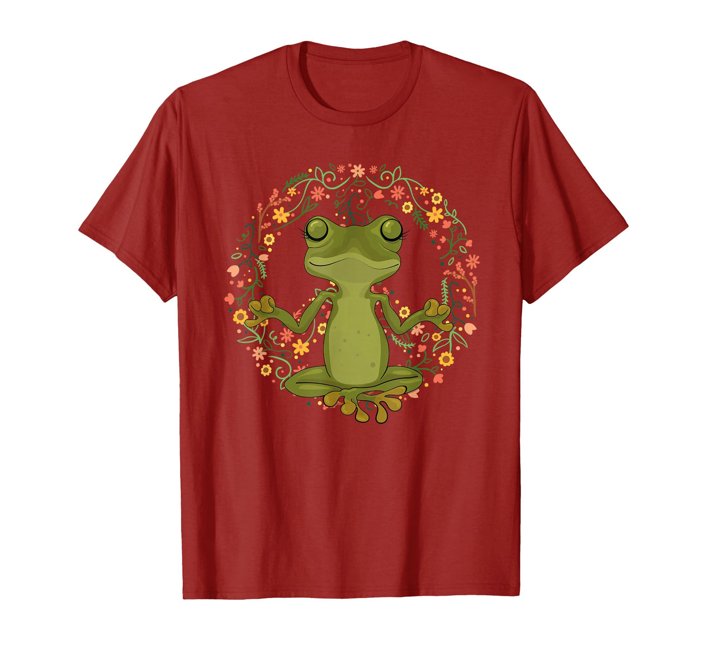 Peace Sign Yoga Frogs Cool Peace Frog Floral T-Shirt