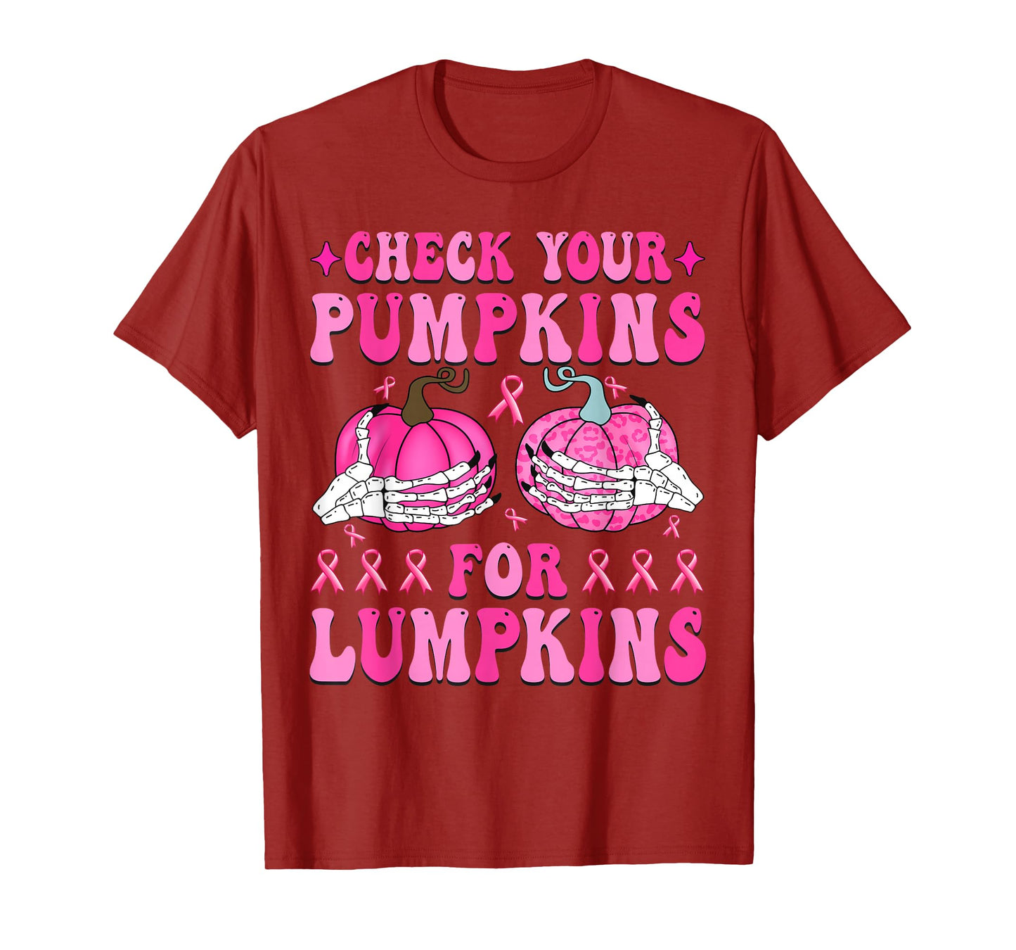 Check Your Pumpkins Breast Cancer Awareness Halloween T-Shirt