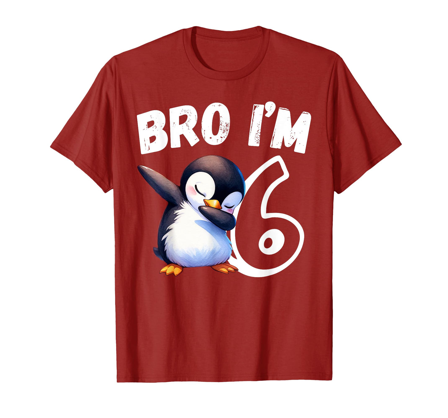 Bro I'm 6 Year Old Penguin 6th Birthday Kids Dabbing Funny T-Shirt