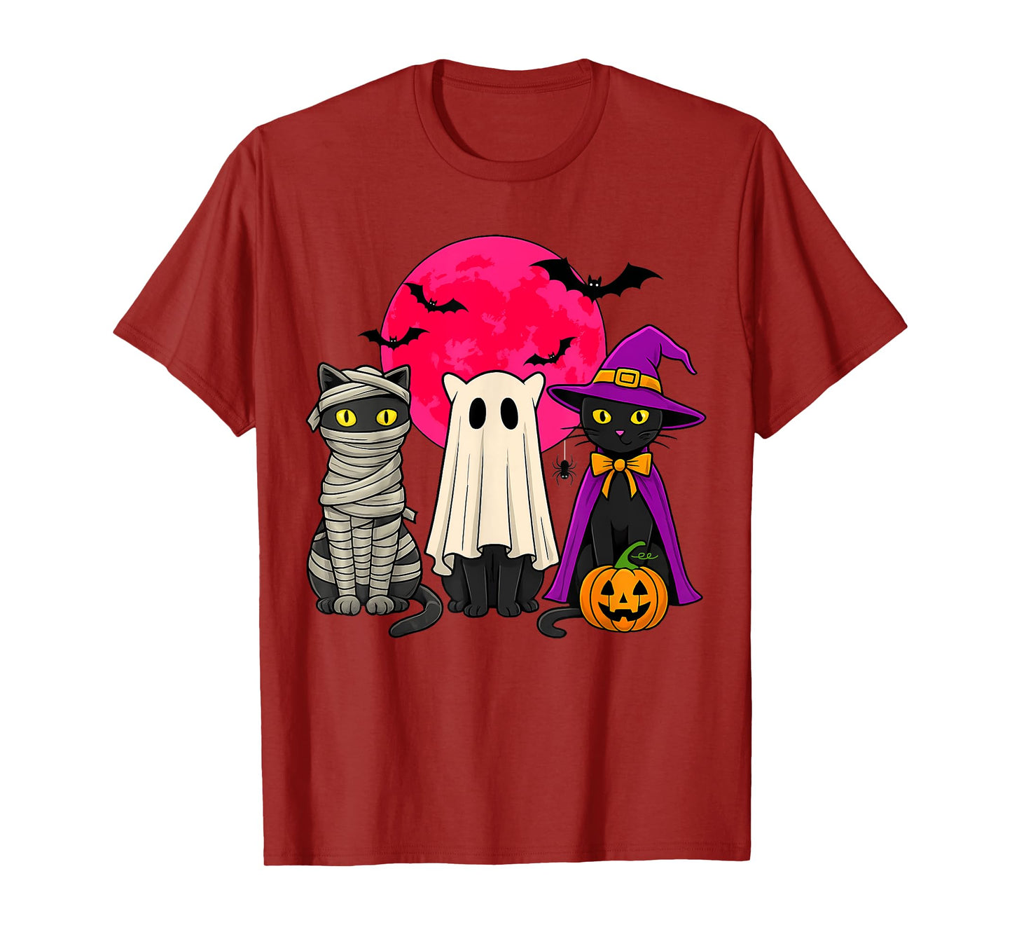 Black Cat Ghost Witch Halloween Costume Men Women Kids T-Shirt