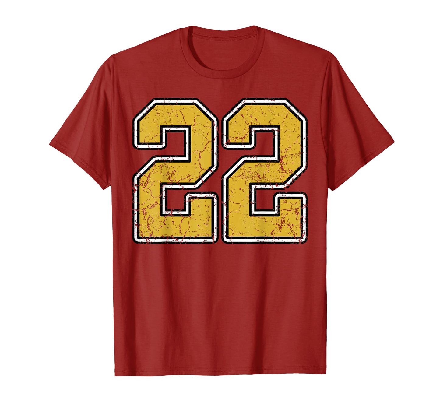 Old Gold Black White Sports Number 22 Jersey Uniform Player T-Shirt