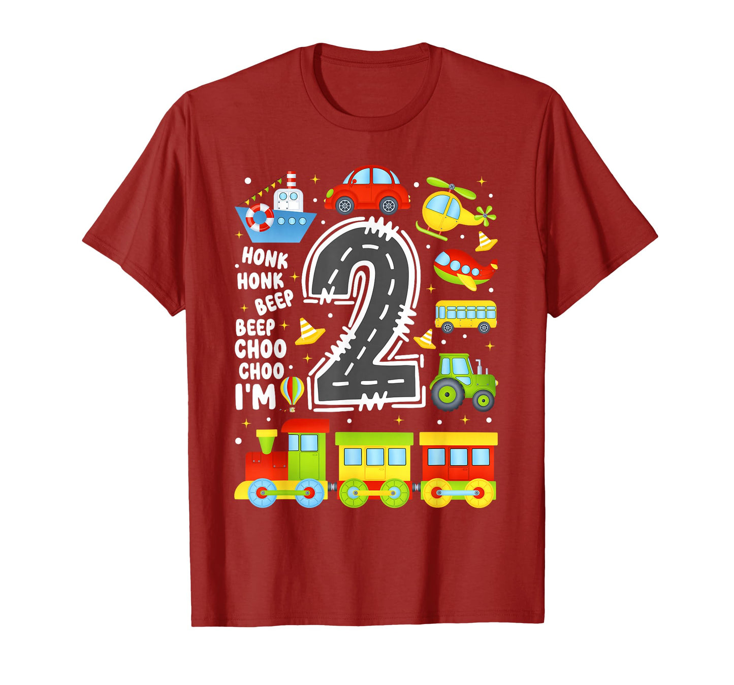 2 Years Old Boys Girls Kids 2nd Birthday Transportation T-Shirt
