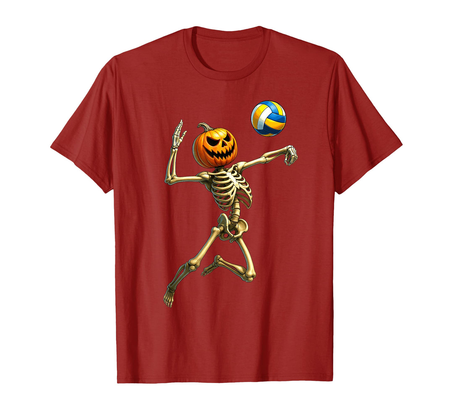 Volleyball Player Skeleton with Moon Halloween Costume Boys T-Shirt