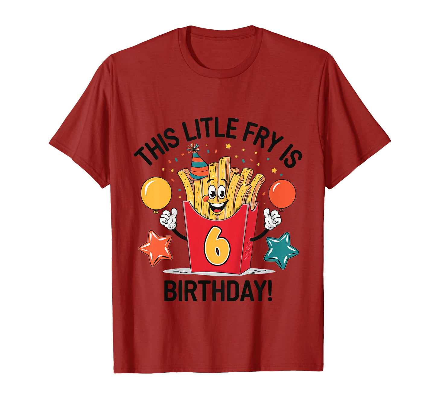 Kids French Fry 6th Birthday This Little Fry is Six T-Shirt