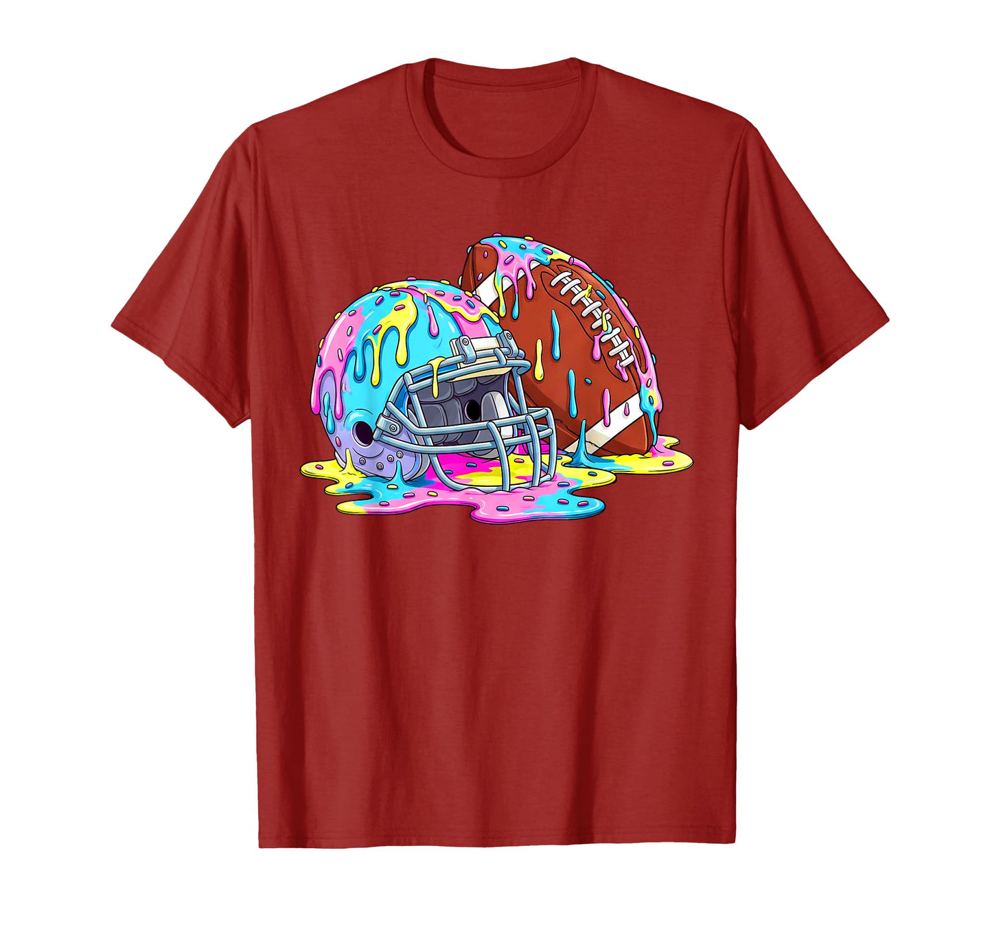 Football Helmet Drip for Boys Kids Youth Dripping Ice Cream T-Shirt