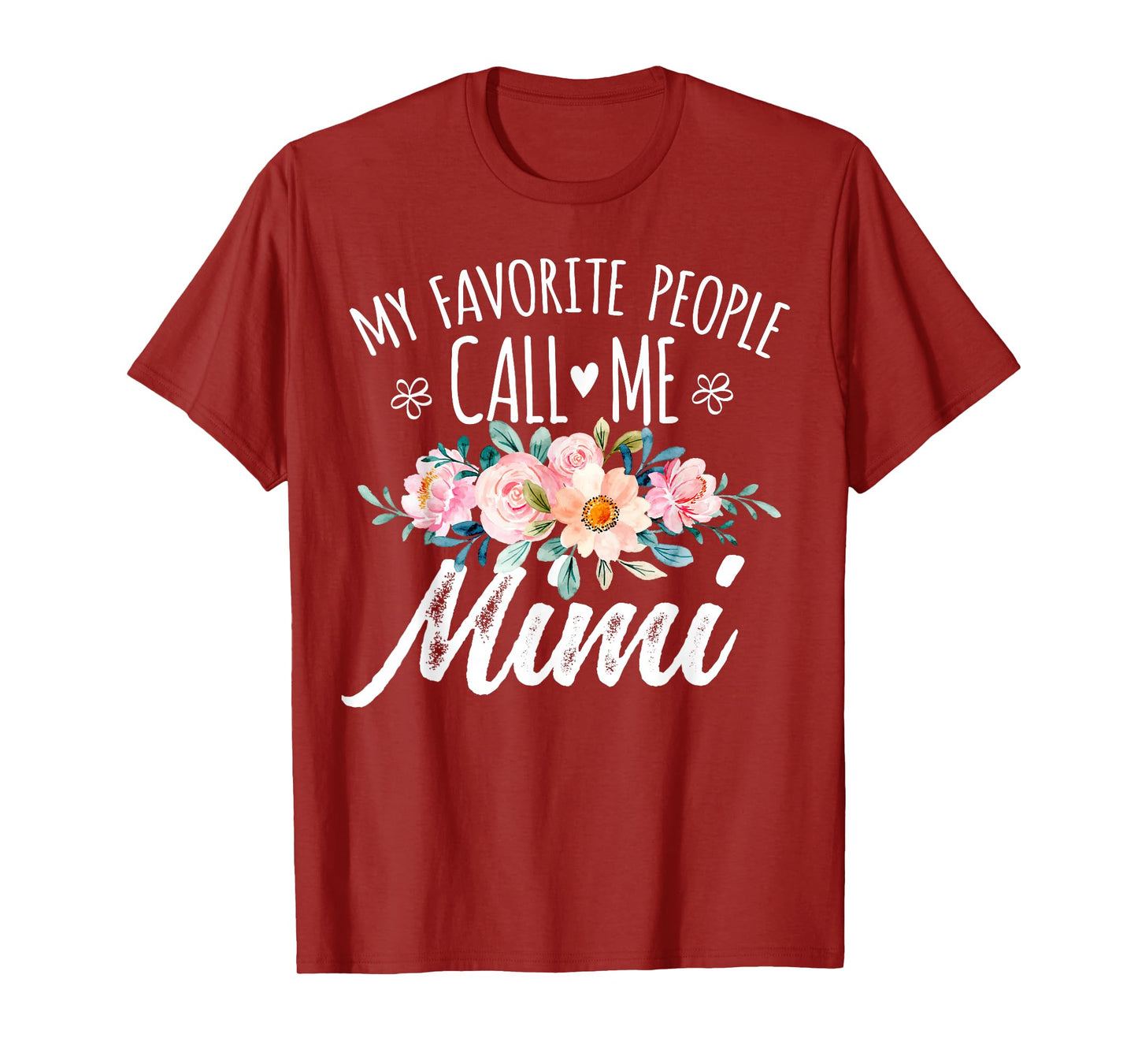 My Favorite People Call Me Mimi Floral Birthday Mimi T-Shirt, Small, Black