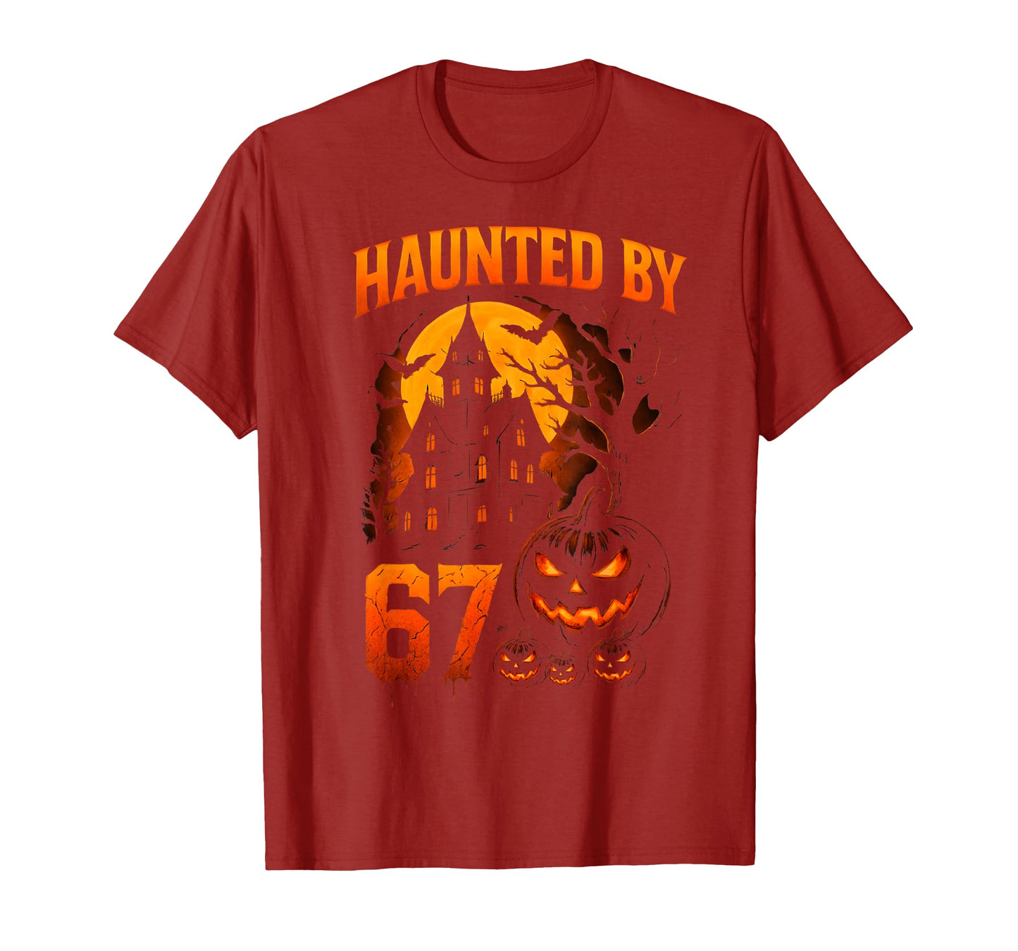 Funny 67 Meme Halloween Haunted Spooky Six Seven Pumpkin T-Shirt