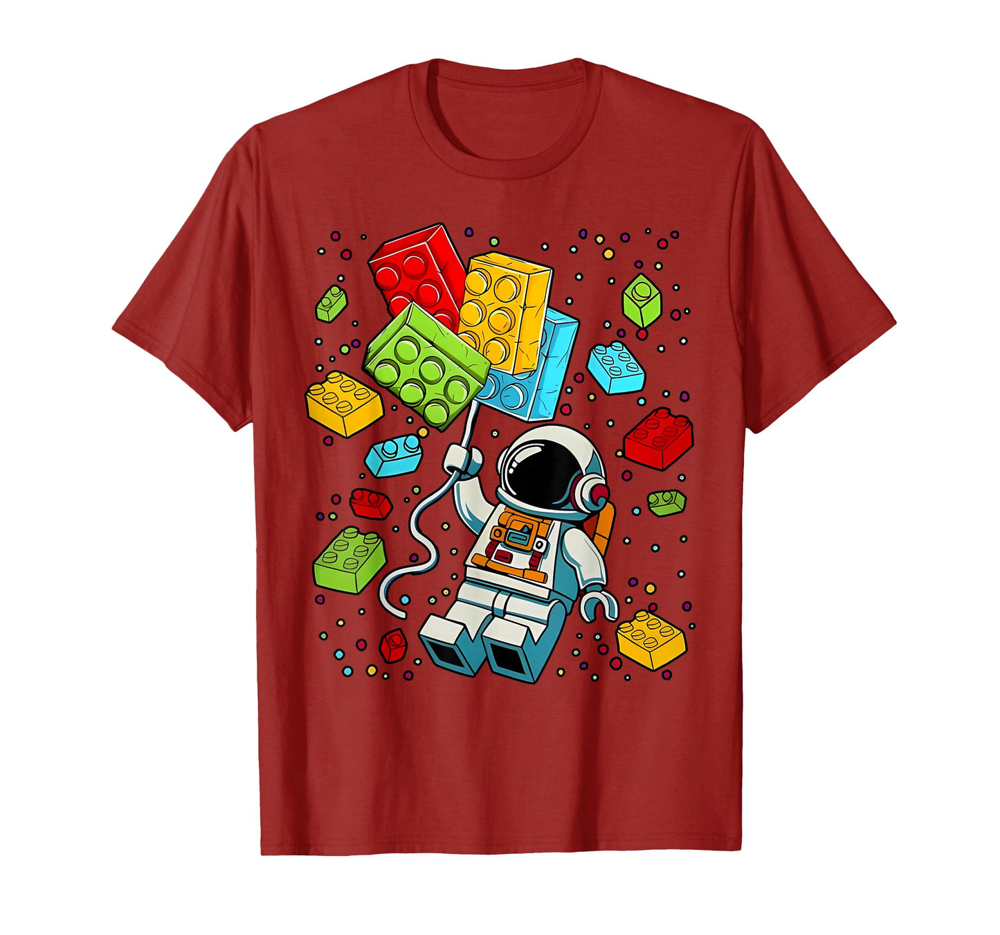 Space Astronaut Master Builder Building Blocks Boys Kids T-Shirt