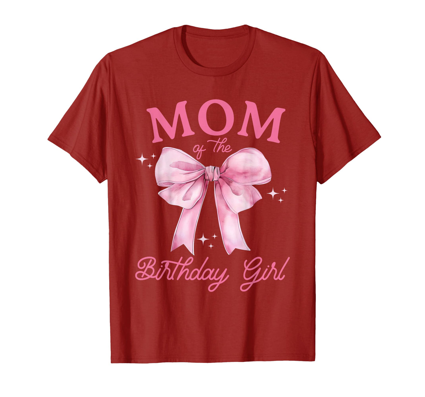 Mom of The Birthday Girl Coquette Bow Matching Family T-Shirt