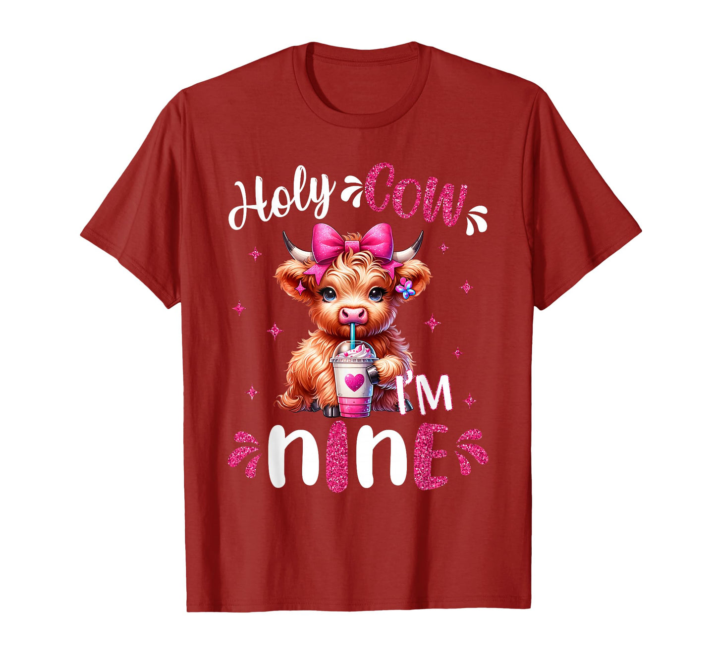 Holy Cow I'm Nine 9 Years Old Girl It's My 9th Birthday T-Shirt