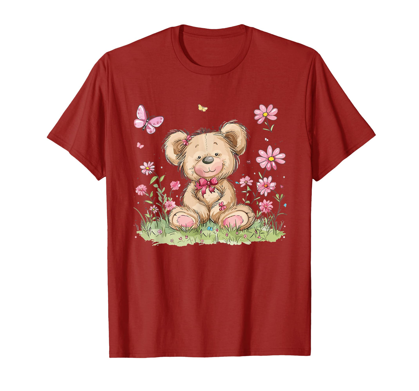 Cute Teddy Bear With Flowers I Kids Teddy T-Shirt