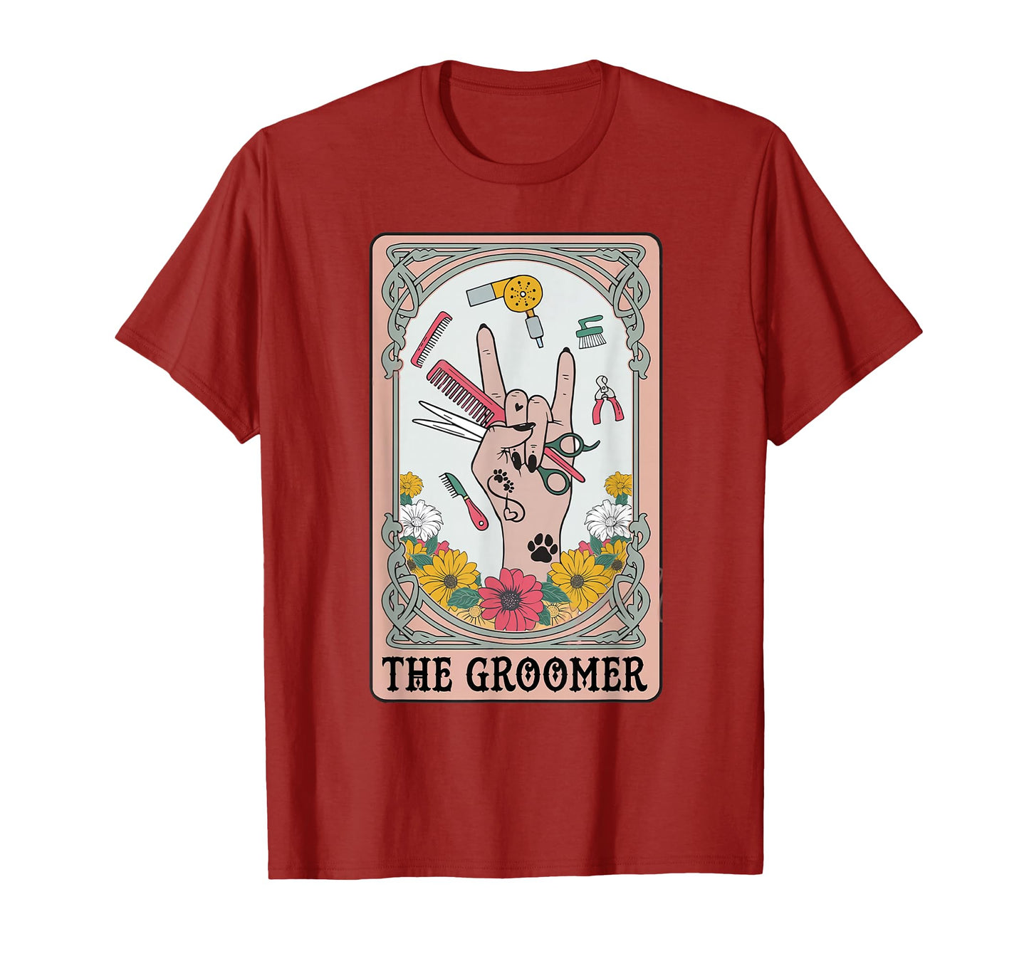 Funny Tarot Card Pet Grooming Dog Groomer Girl Women T-Shirt