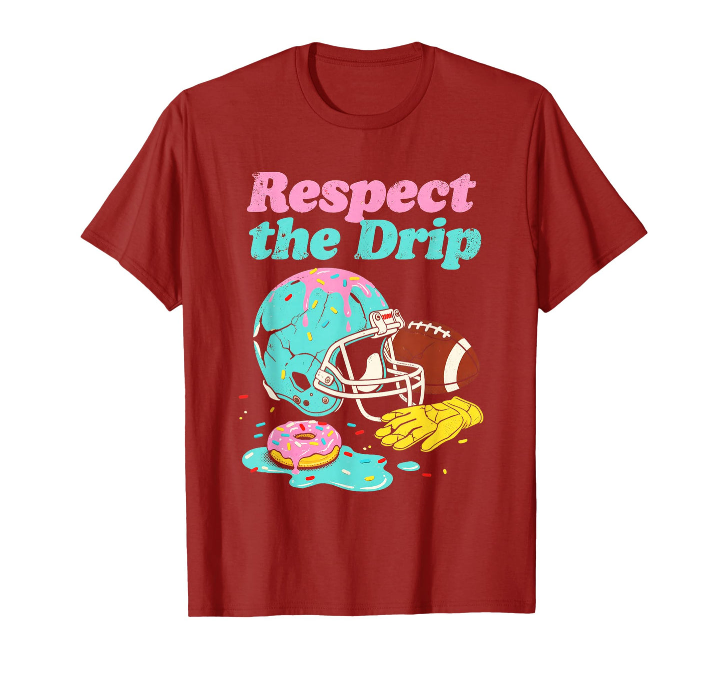 Respect The Drip Football Ice Cream Drip Boys Youth Kids T-Shirt