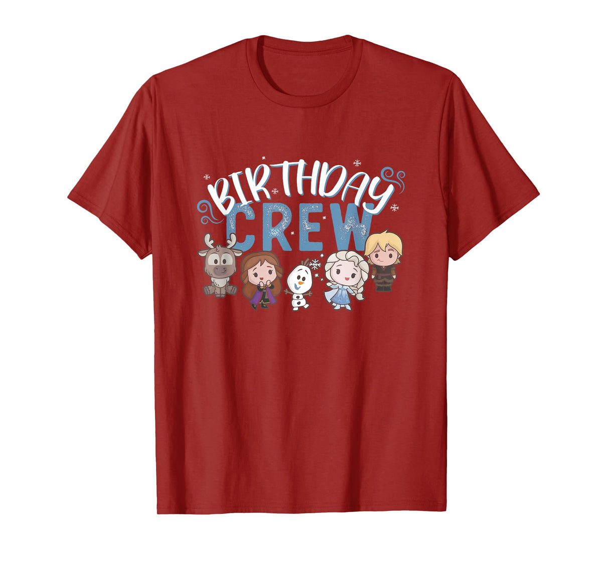 Disney Frozen Birthday Crew Cute Chibi Group Shot Big Logo T-Shirt