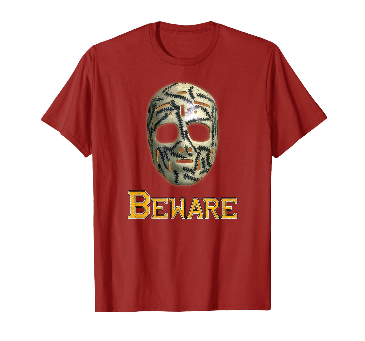 Classic 70s Hockey Mask Boston Cheevers Stitches Beware Game T-Shirt