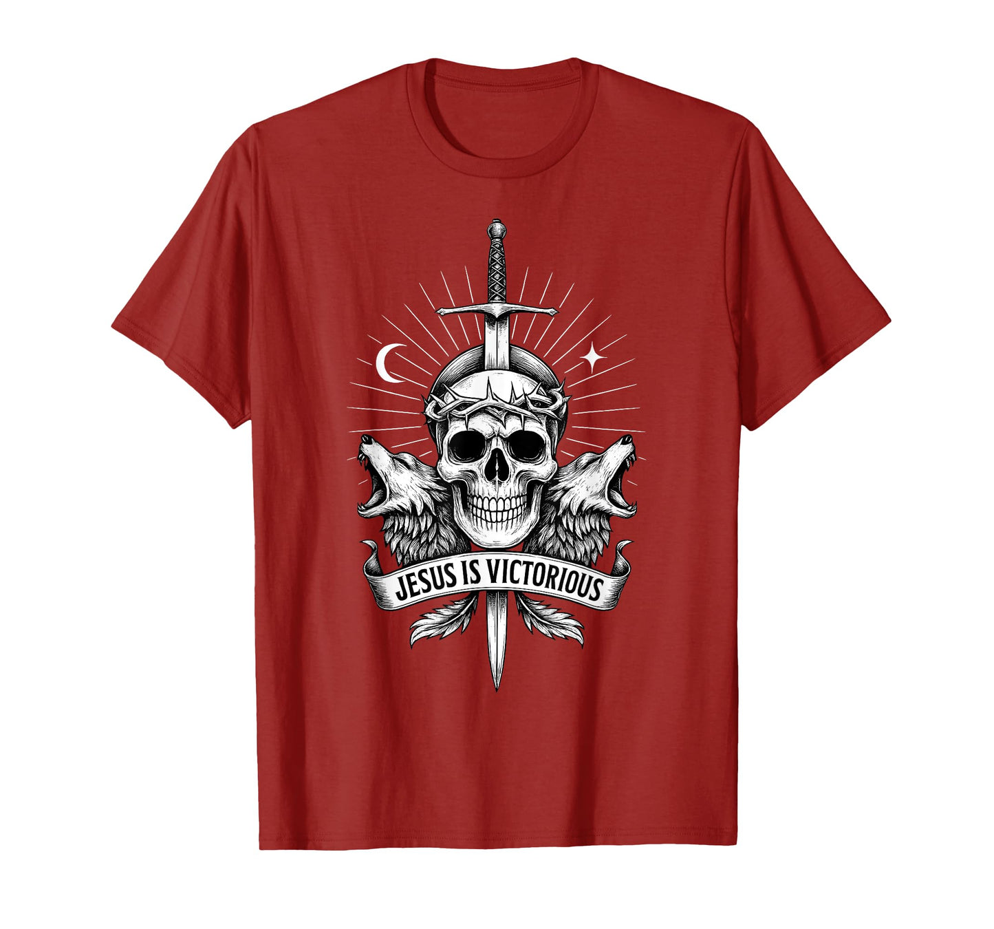 Jesus is Victorious Christian Gothic Christcore Skull Design T-Shirt