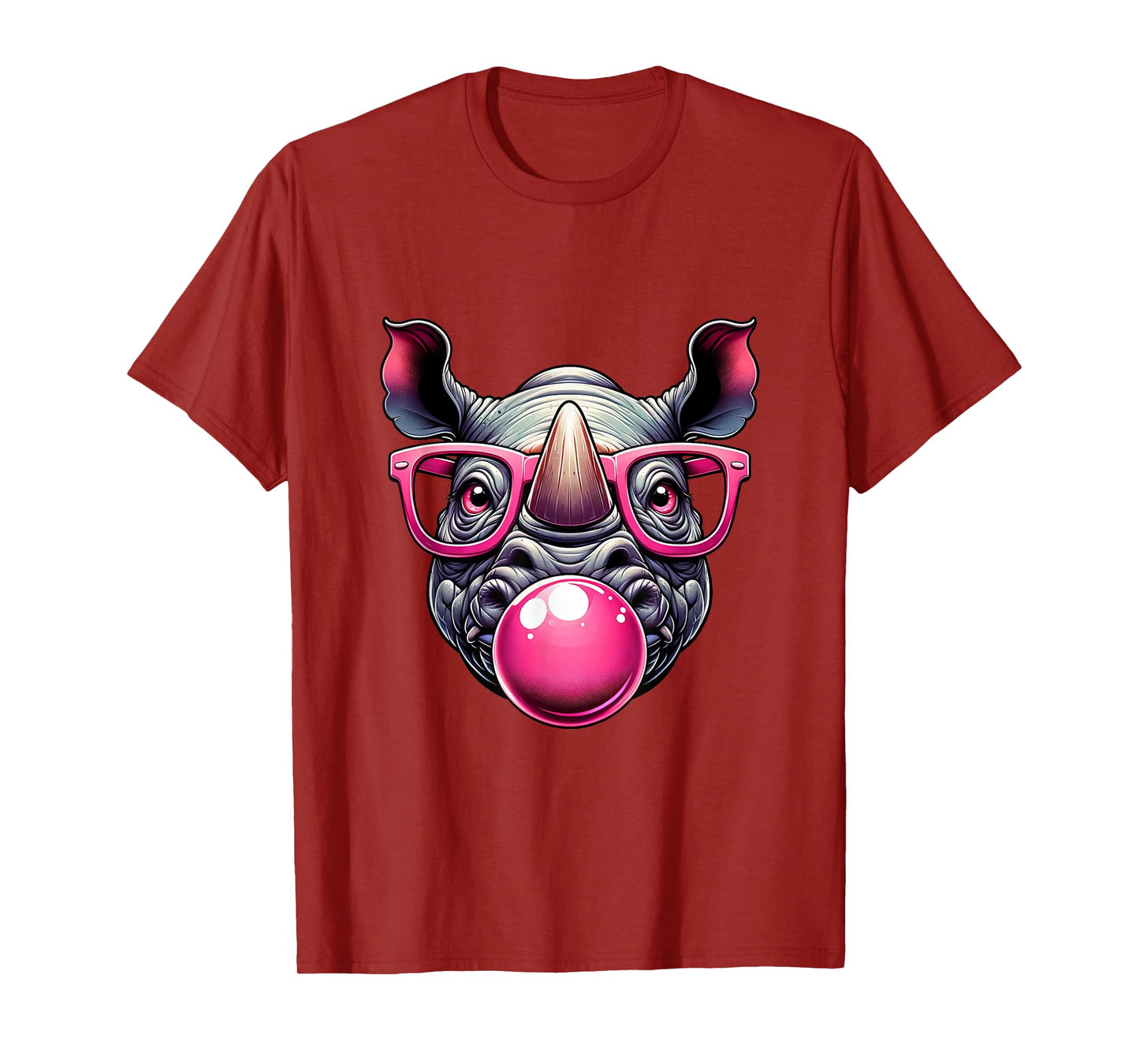 Funny Animal Cute Rhino Rhinoceros Eyeglasses Cartoon Women T-Shirt