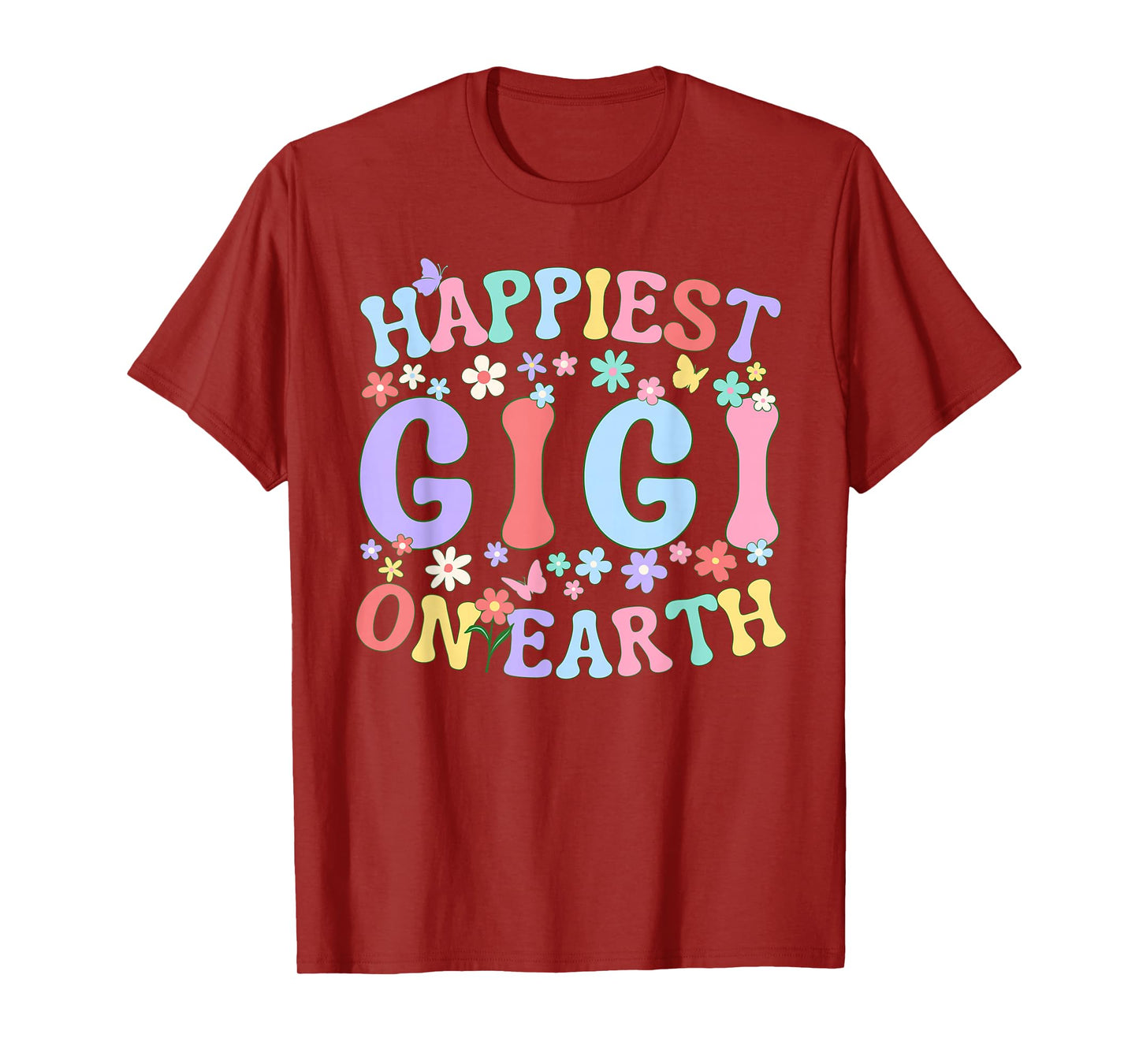 Happiest Gigi On Earth Family Trip Squad Groovy Grandma T-Shirt