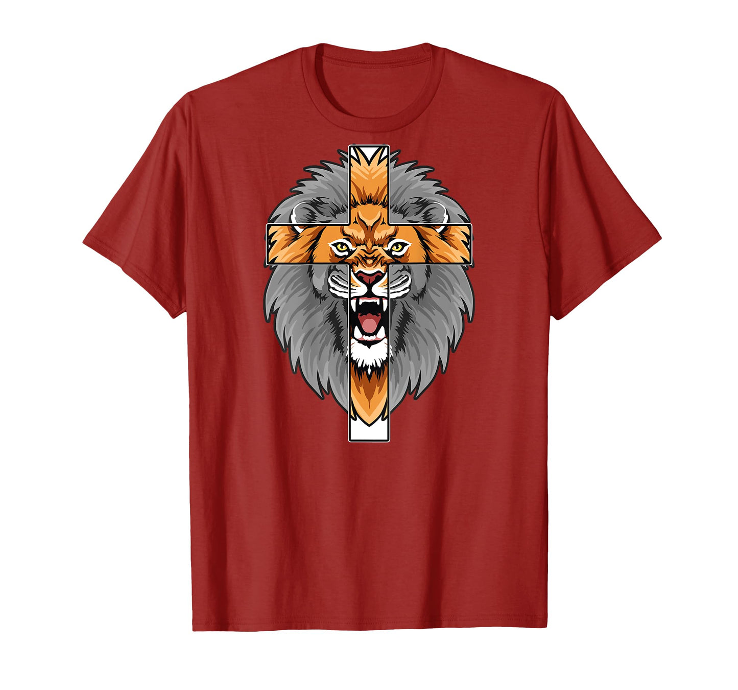 Lion Jesus Cross God Bless Bible The Way Truth Art ON Back T-Shirt