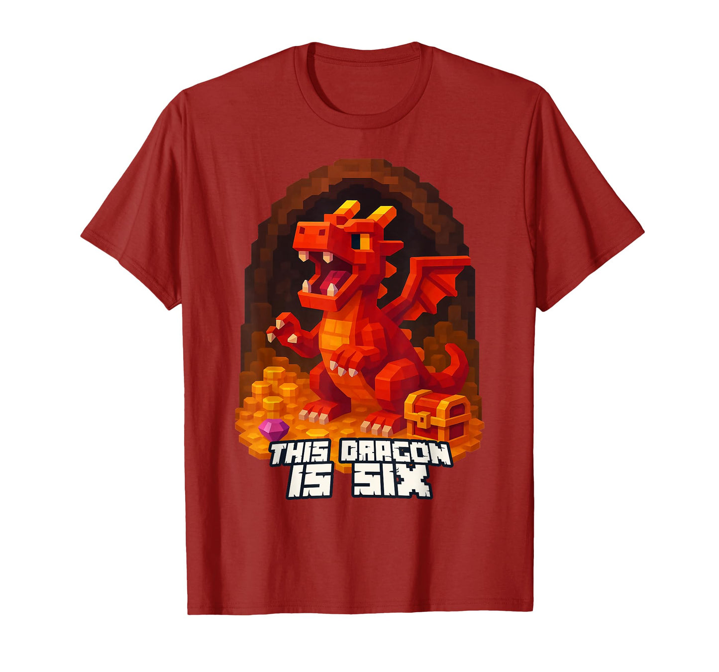 This Dragon is 6 Pixel Dragon 6th Birthday Party Kids Outfit T-Shirt