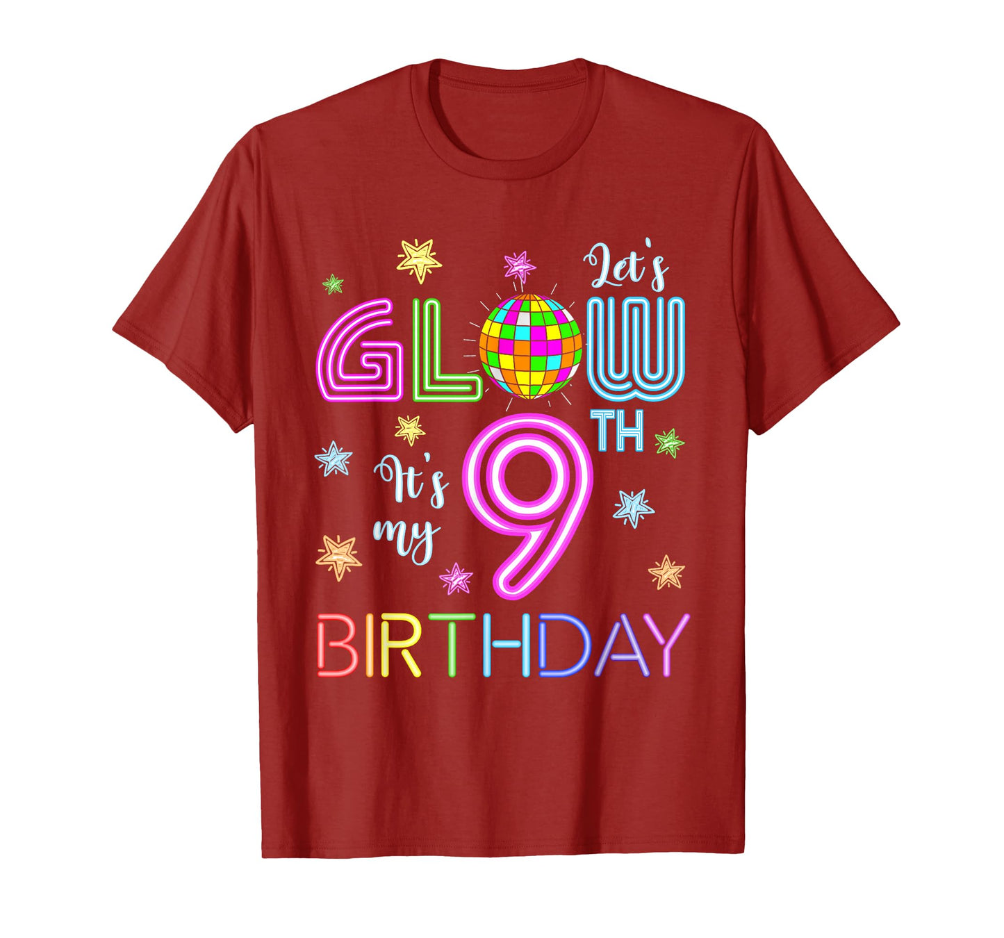Lets Crazy It's My 9th Birthday Glowing 80s 9 Year Old T-Shirt