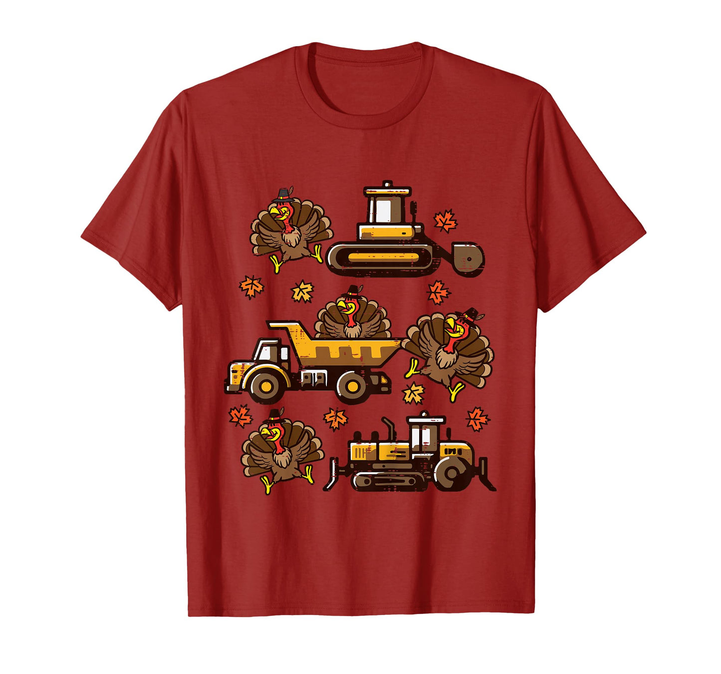 Kids Thanksgiving Construction Trucks Fall Toddler Boys Kid Youth T-Shirt
