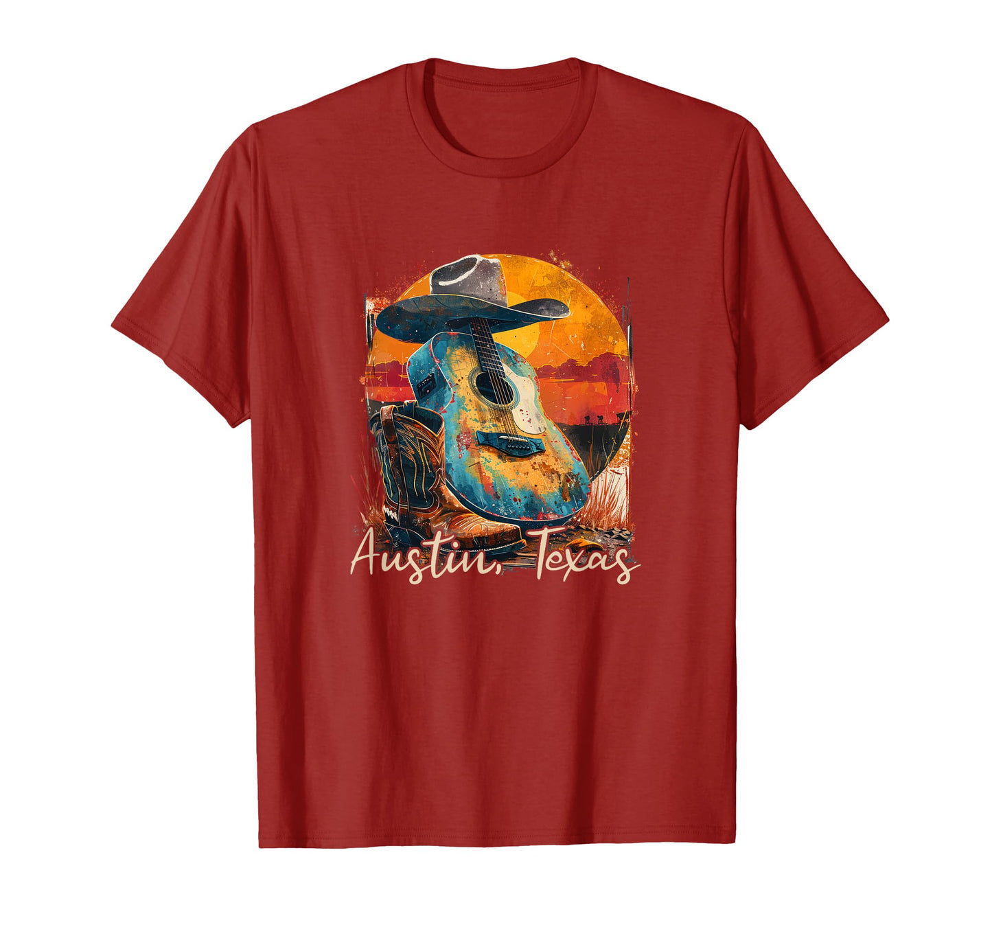 Austin Texas TX | Guitar musician cowboy T-Shirt