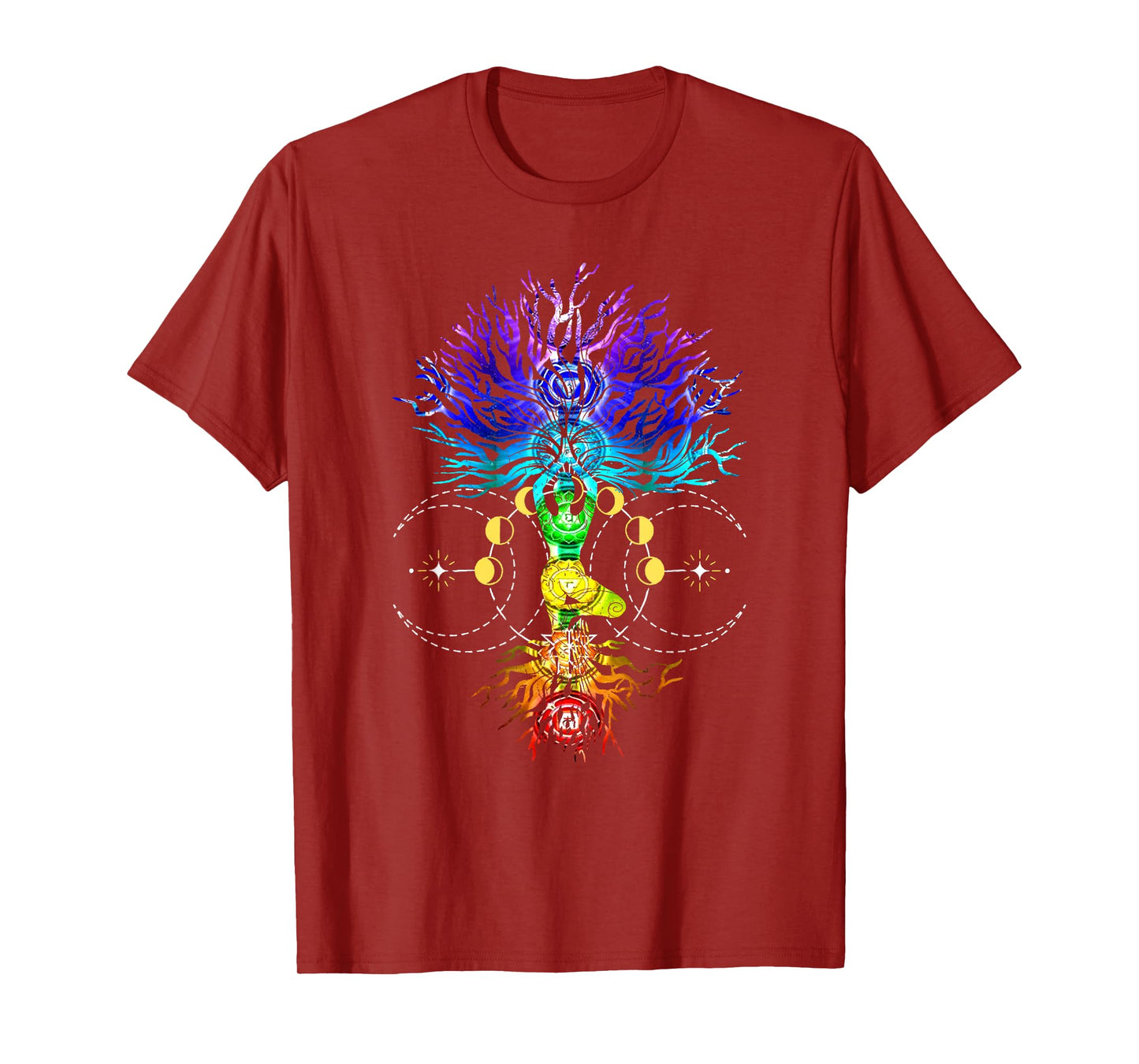 Chakra Tree of Life with Phases Of The Moon Hatha Yoga T-Shirt